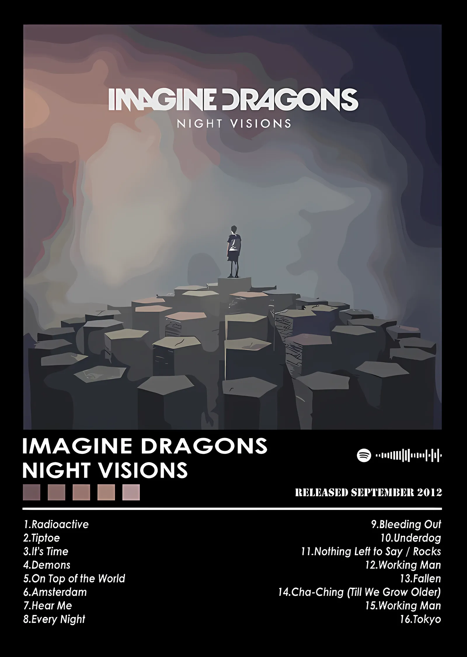 Imagine Dragons - Night Visions Şarkı Listesi metal tablo