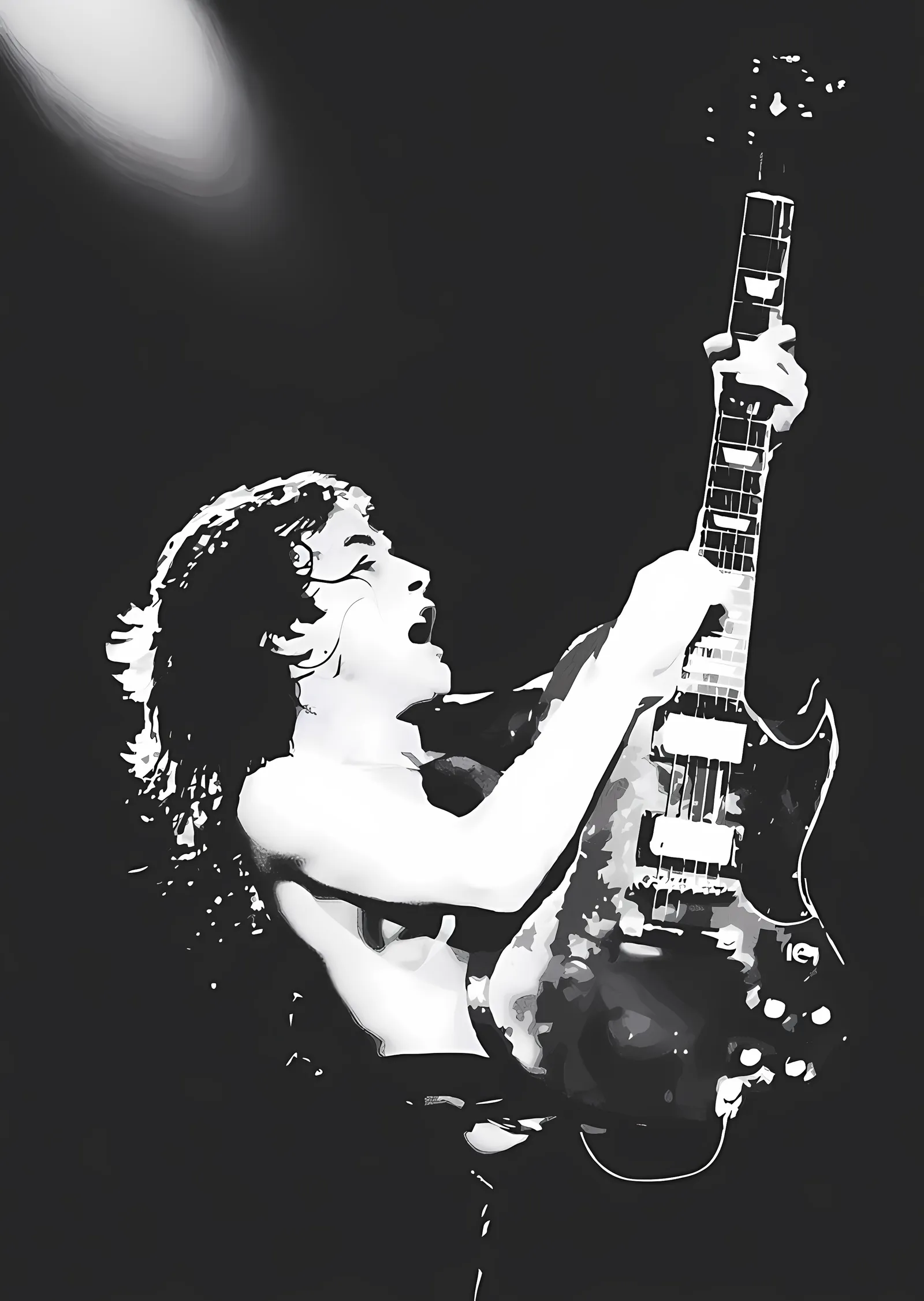 AC/DC - Siyah Beyaz Gitar Solosu metal tablo