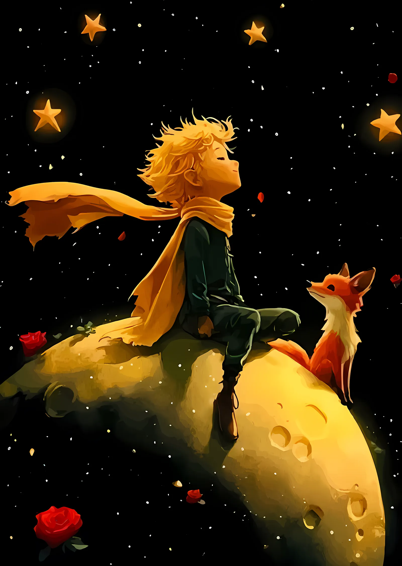 The Little Prince - Ay Kenarında Kızıl Güller metal tablo