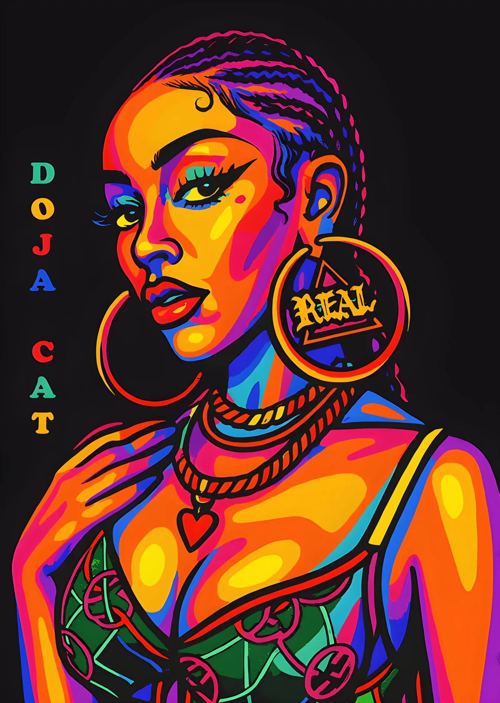 Doja Cat - Renkli WPAP Karesi metal tablo