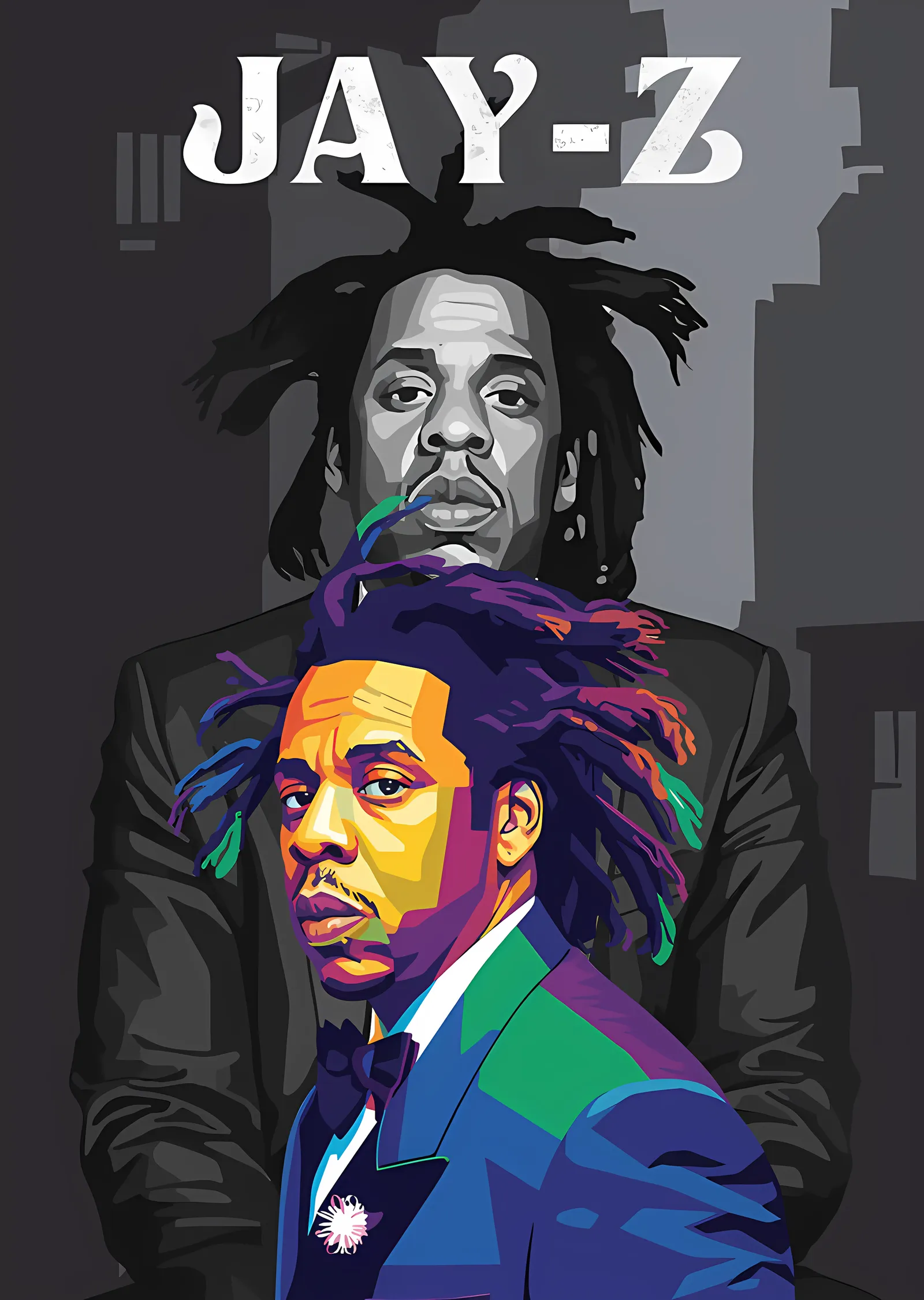 Jay-Z - Katmanlı Portre Kolajı metal tablo