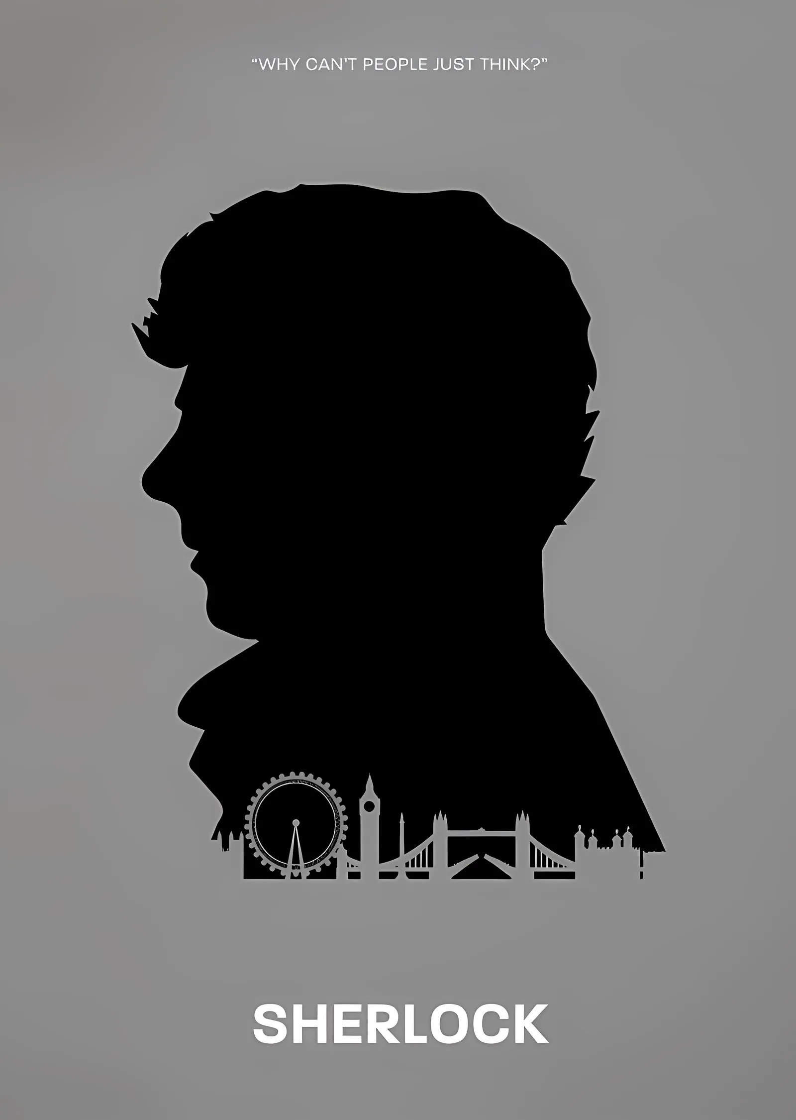 Sherlock - Silüet ve Londra Manzarası metal tablo
