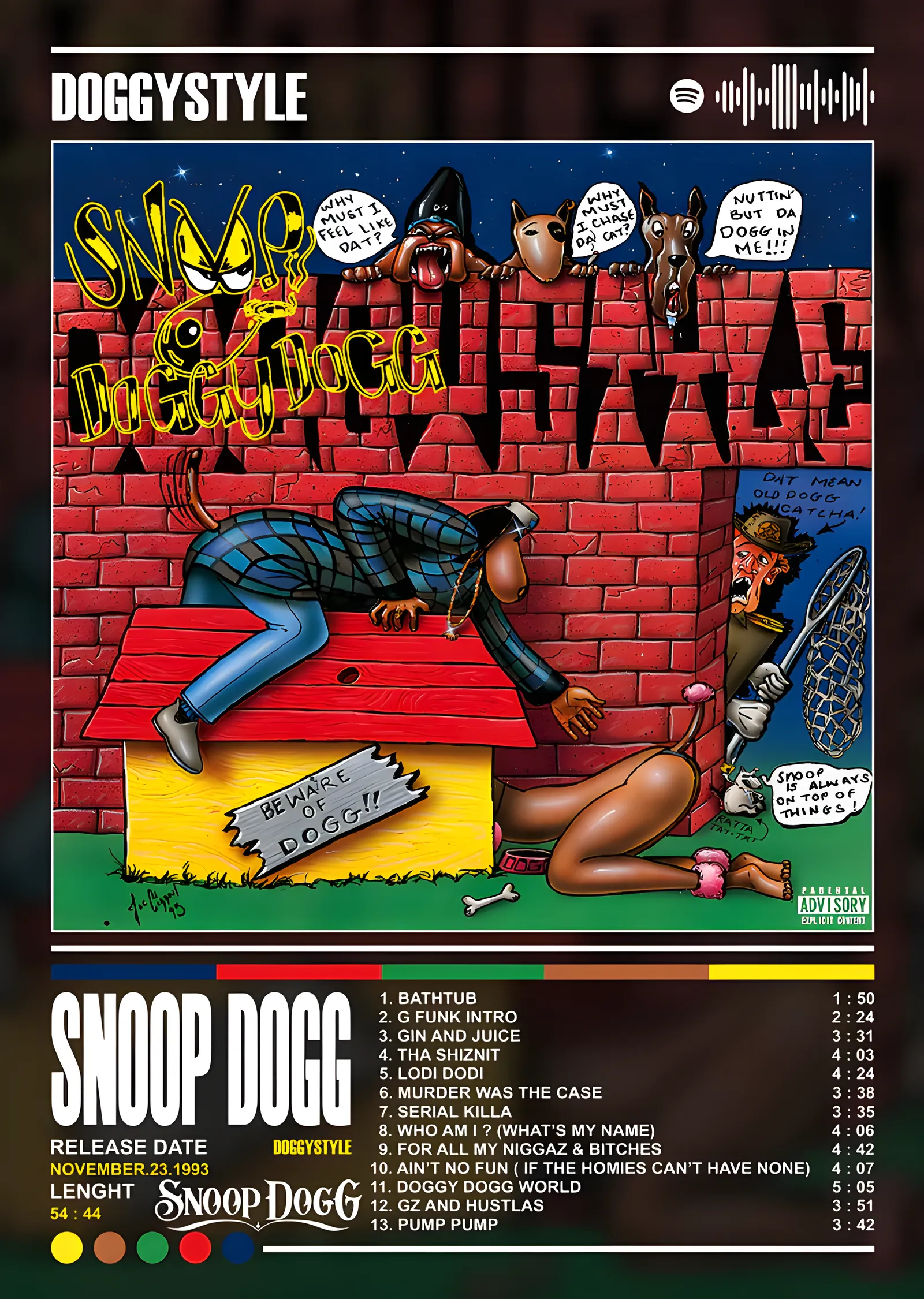 Snoop Dogg - Doggystyle Künyesi metal tablo