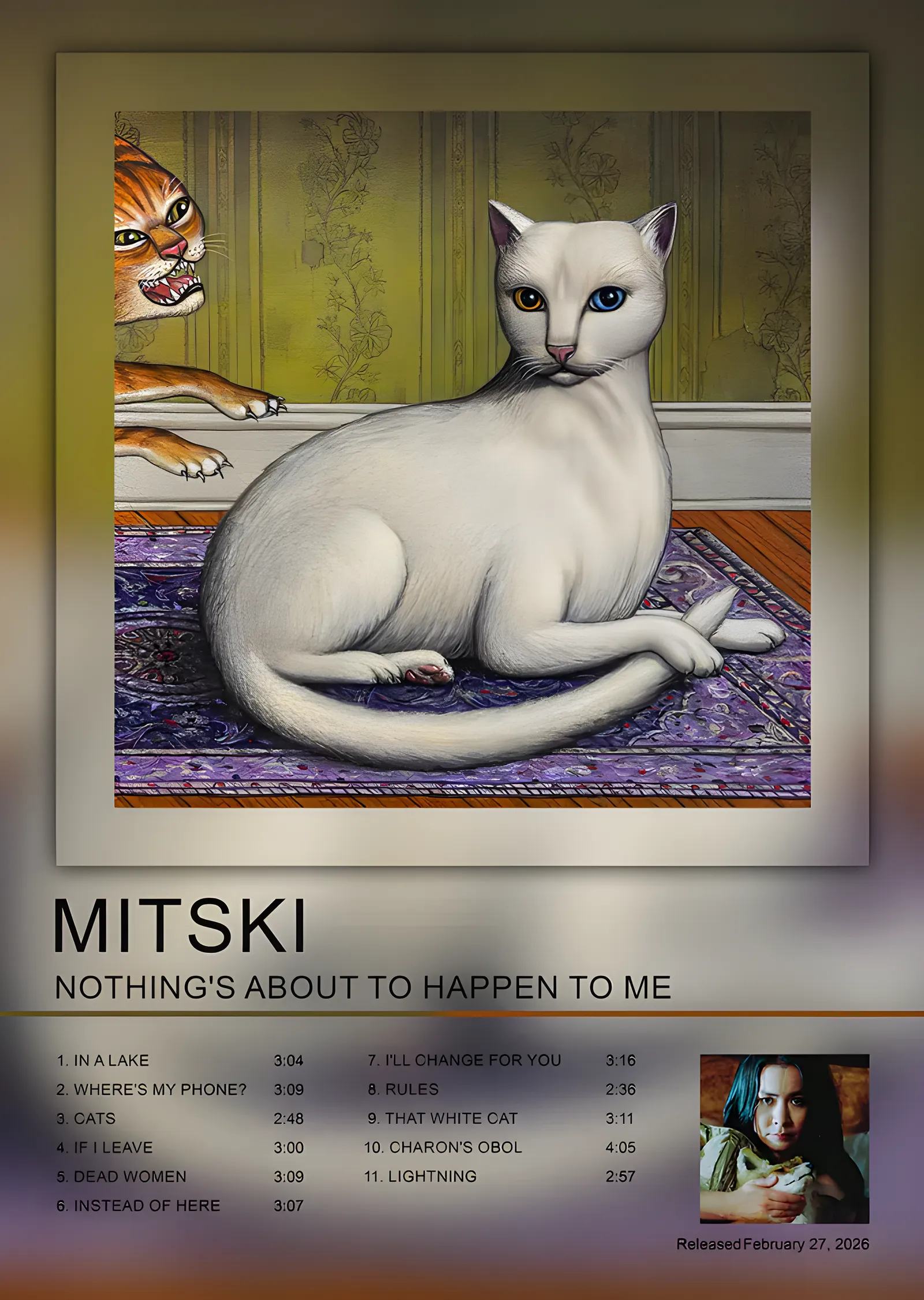 Mitski - Beyaz Kedi Albüm Afişi metal tablo