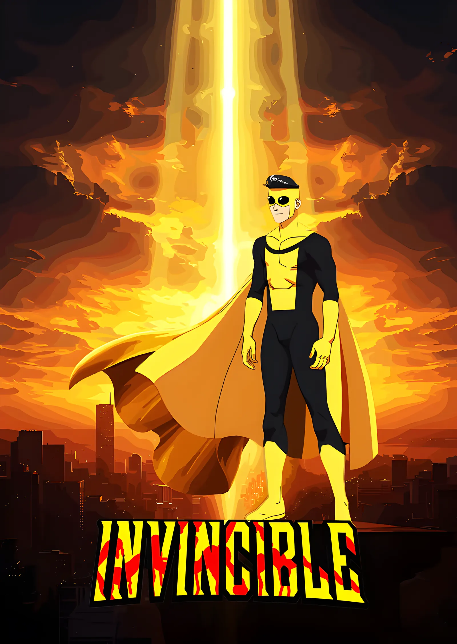 Invincible - Altın Işık Sütunu metal tablo