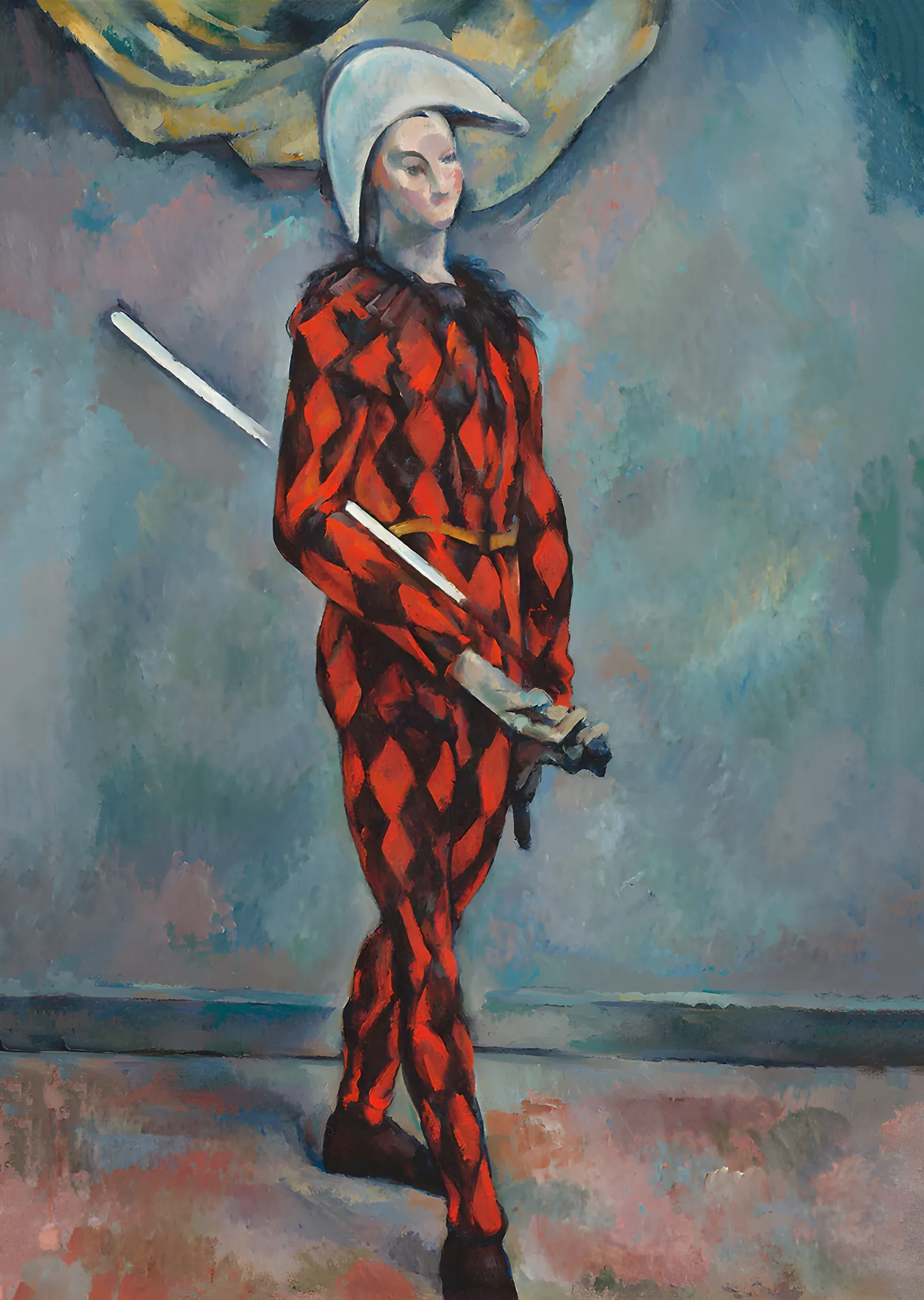Harlequin - Post Empresyonist Portre metal tablo