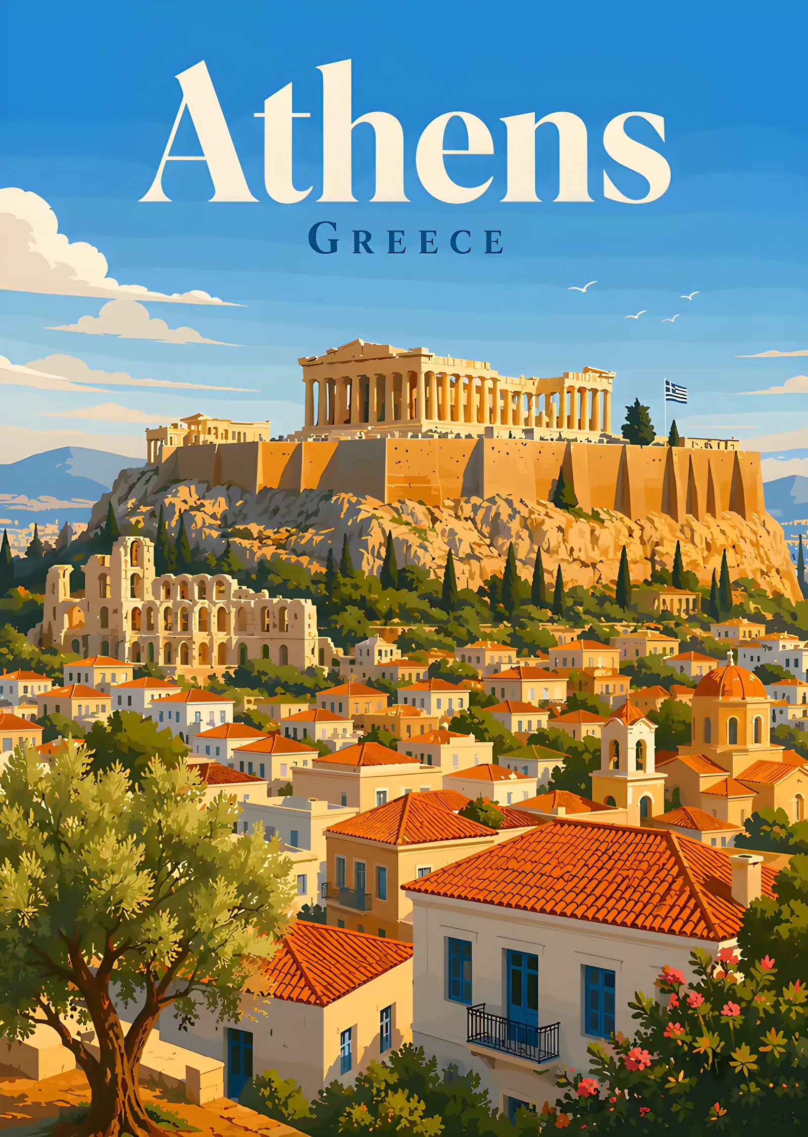 Athens - Vintage Seyahat Afişi metal tablo