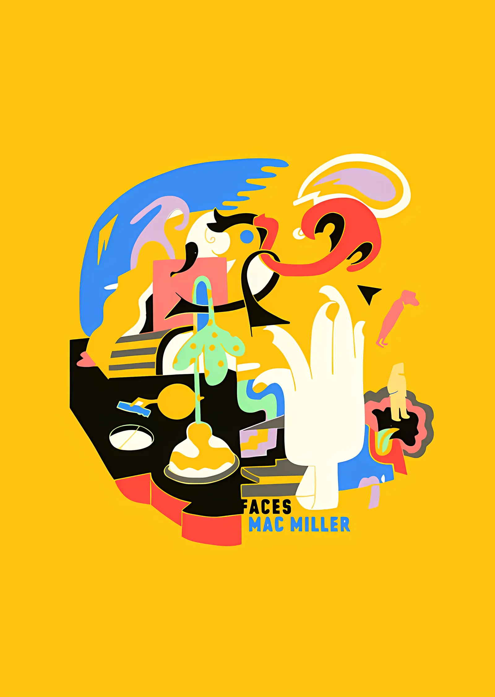 Mac Miller - Faces Soyut Kompozisyon metal tablo