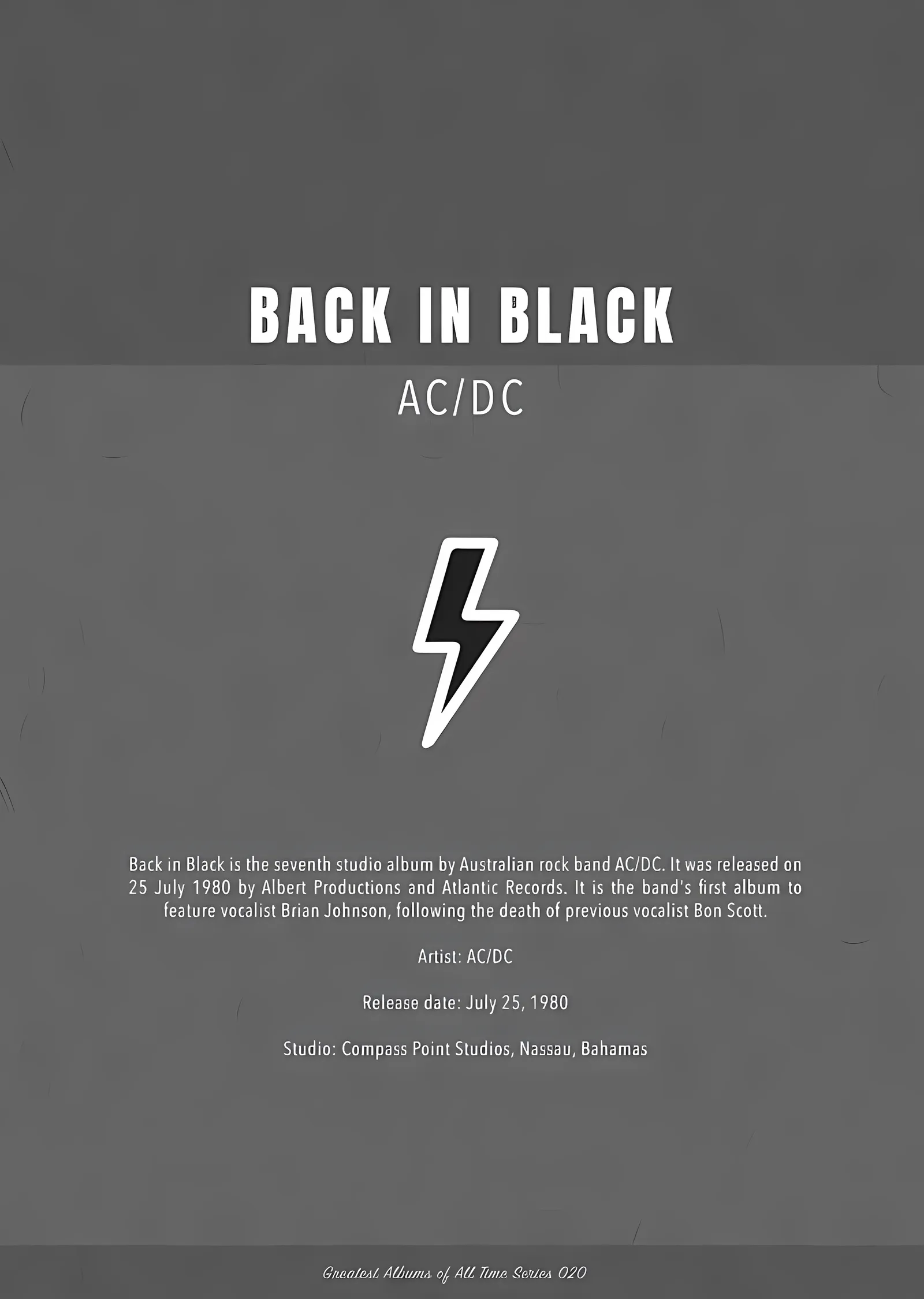AC/DC - Back in Black Minimal Künye metal tablo