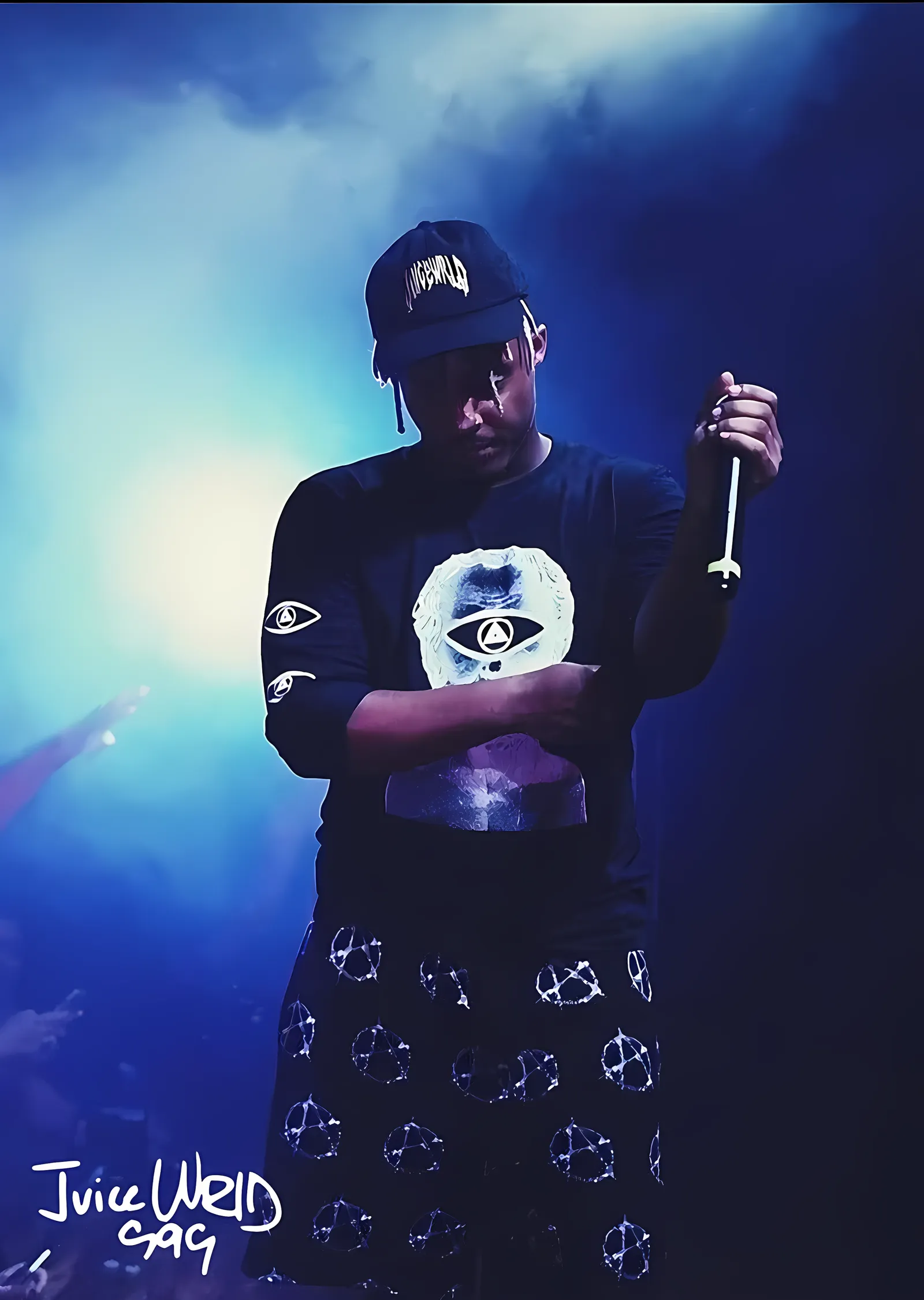 Juice WRLD - Mavi Işıkta Portre metal tablo
