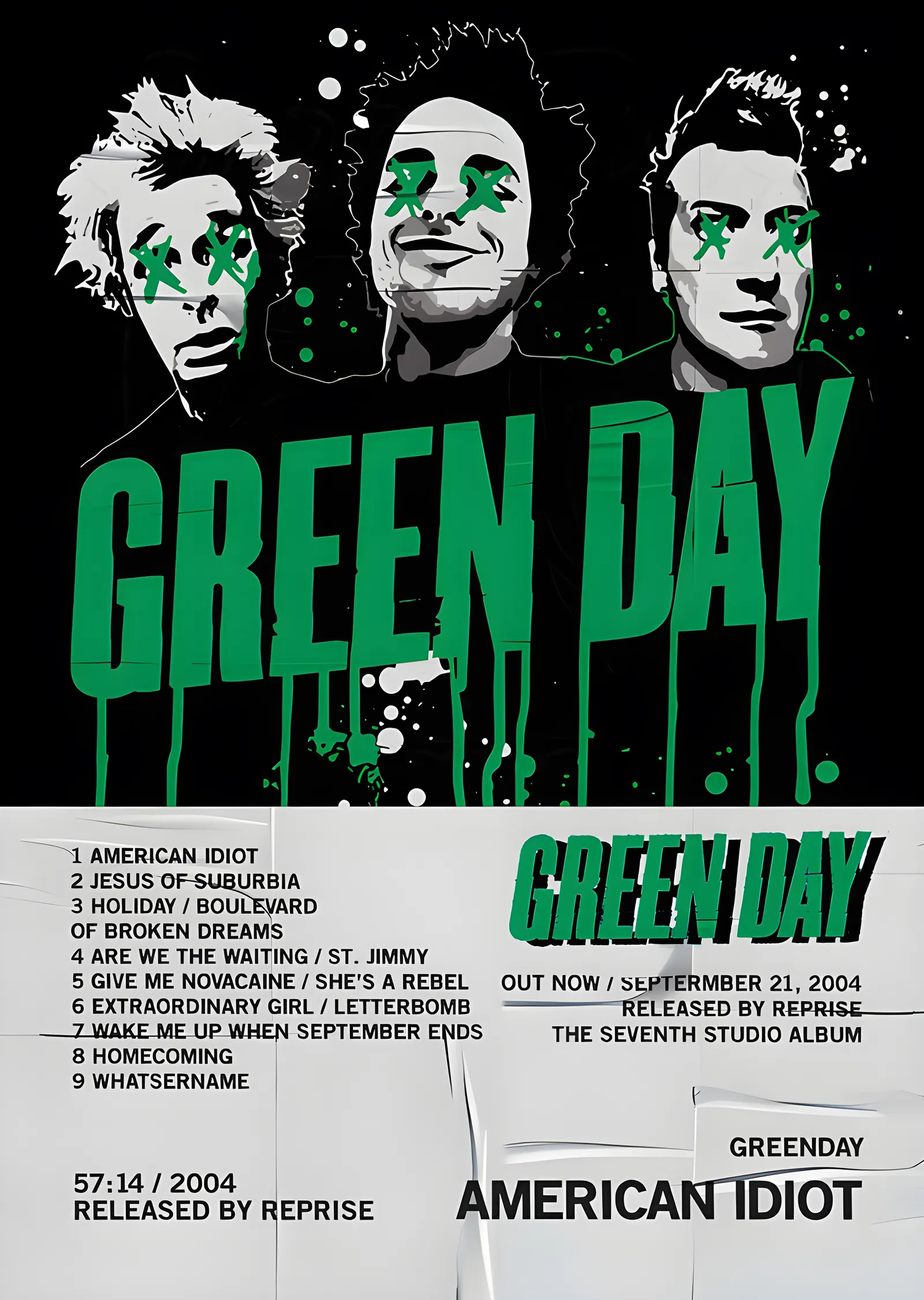 Green Day - American Idiot Yeşil Künye metal tablo