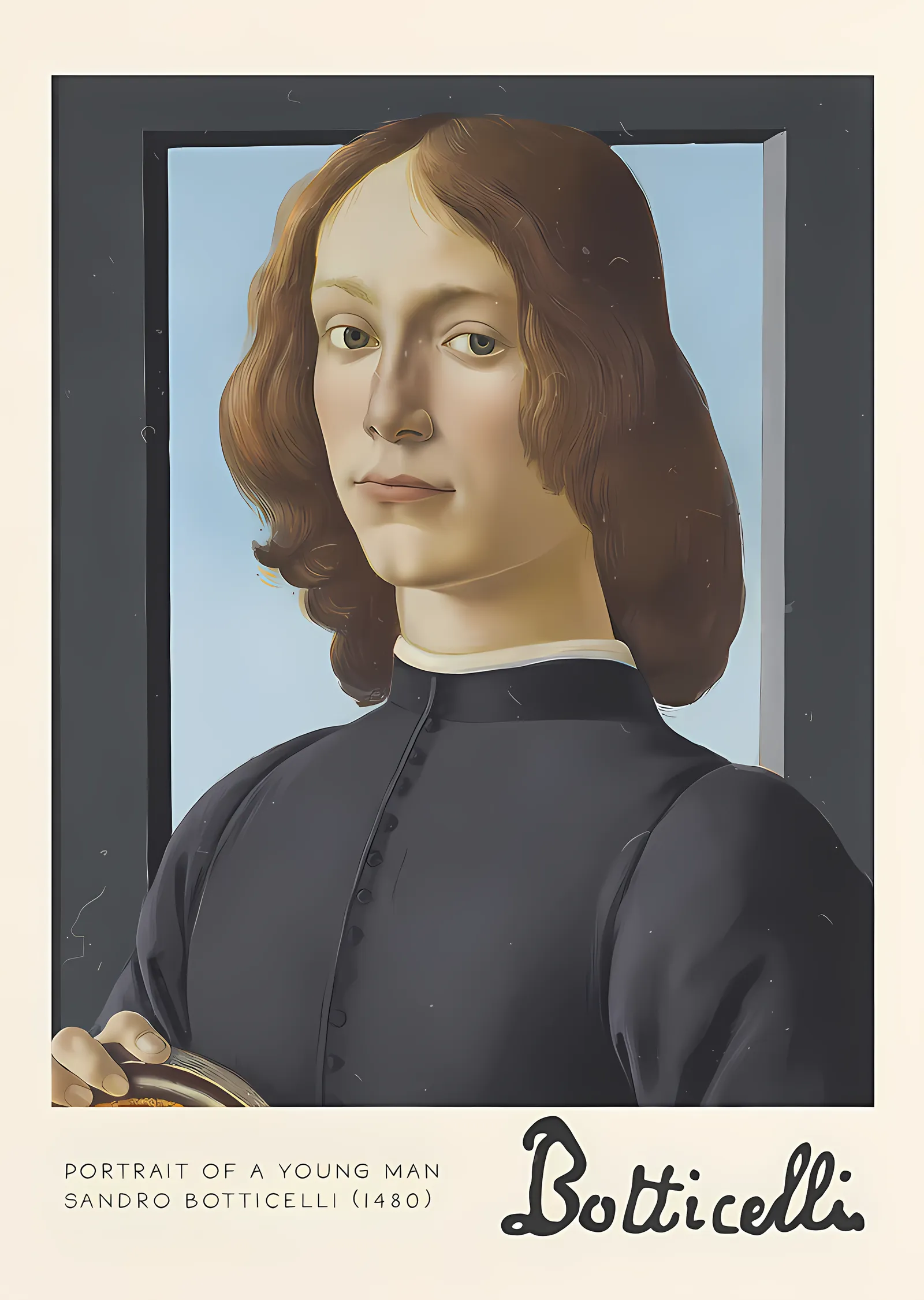 Botticelli - Portrait of a Young Man metal tablo
