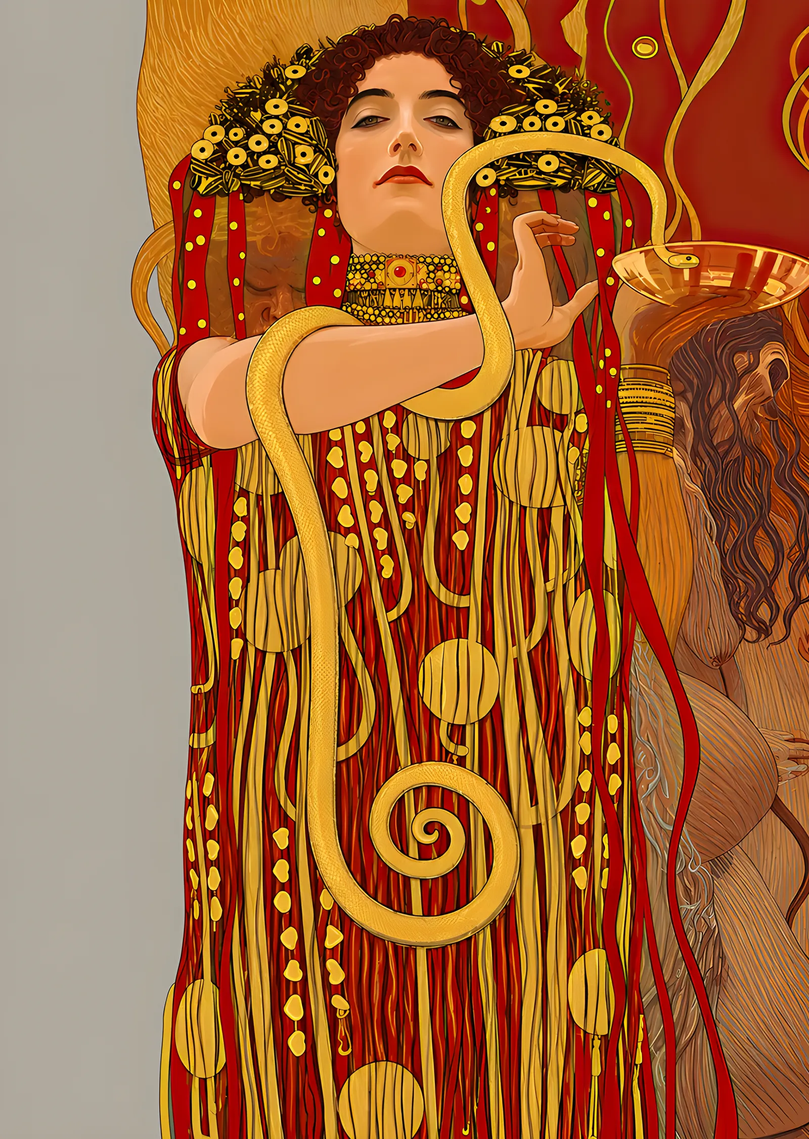 Art Nouveau - Yılanlı Kadın metal tablo
