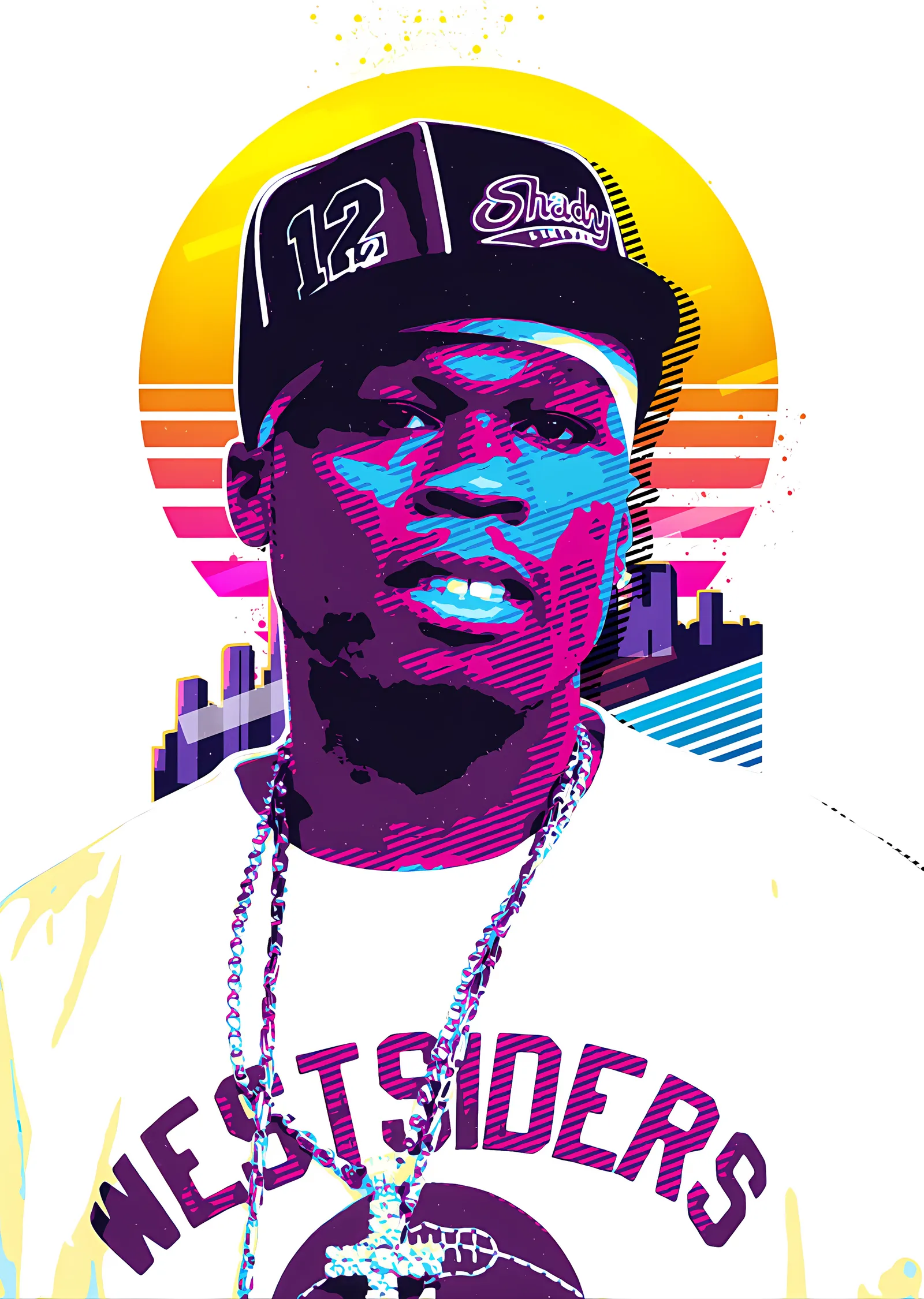50 Cent - Westsiders Retro Portre metal tablo