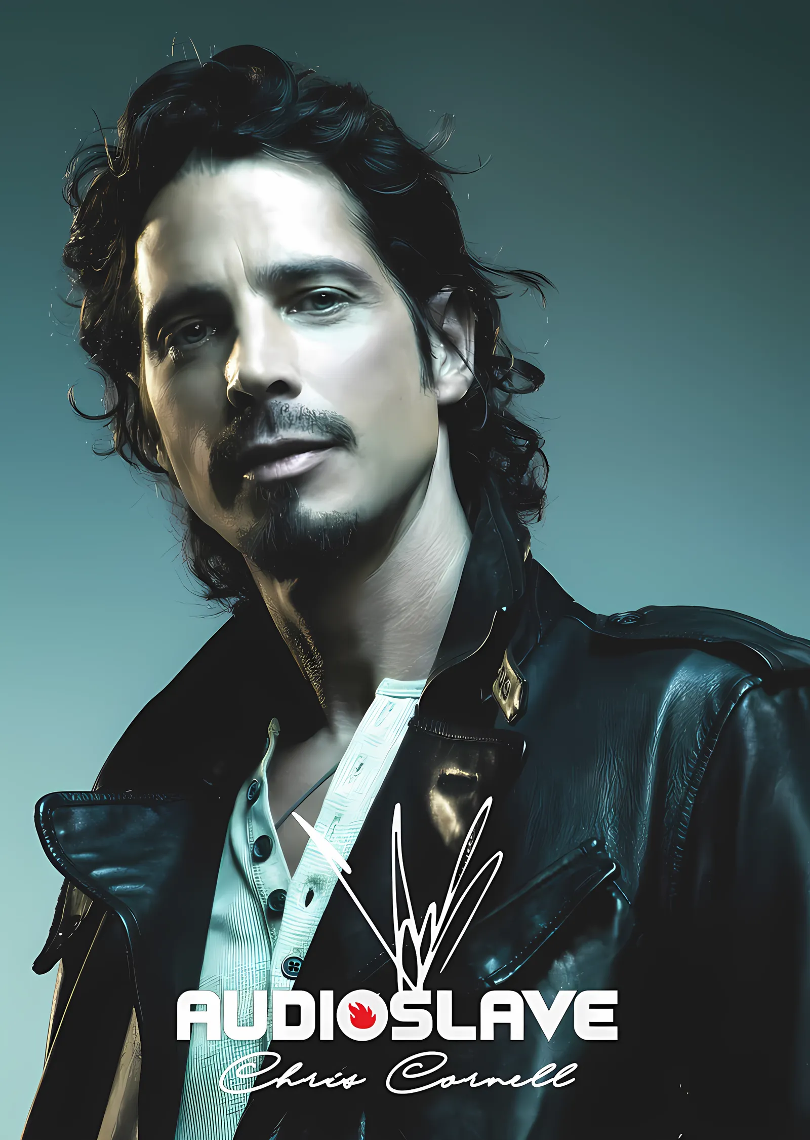 Chris Cornell - Deri Ceketli Portre metal tablo