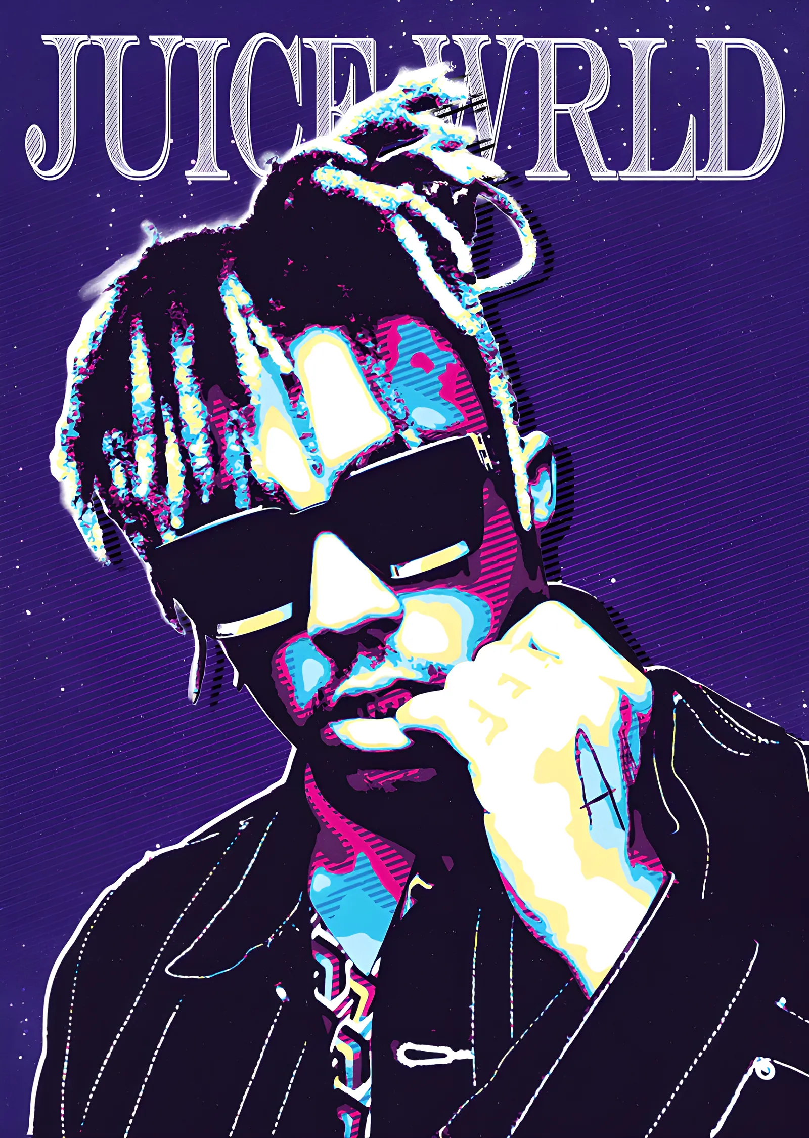 Juice WRLD - Mavi Beyaz Pop Art metal tablo
