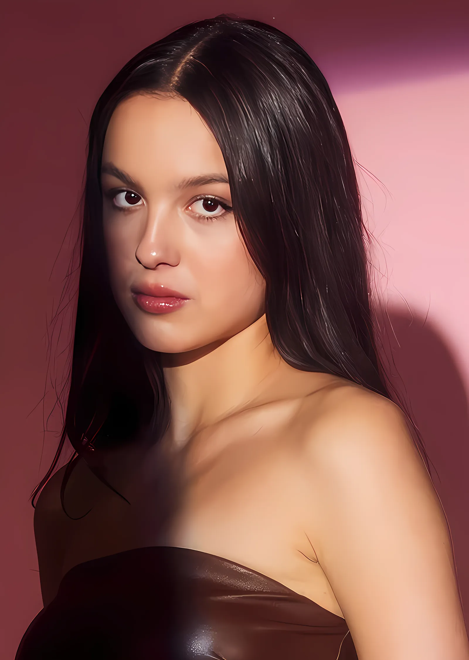 Olivia Rodrigo - Pembe Zeminde Portre metal tablo