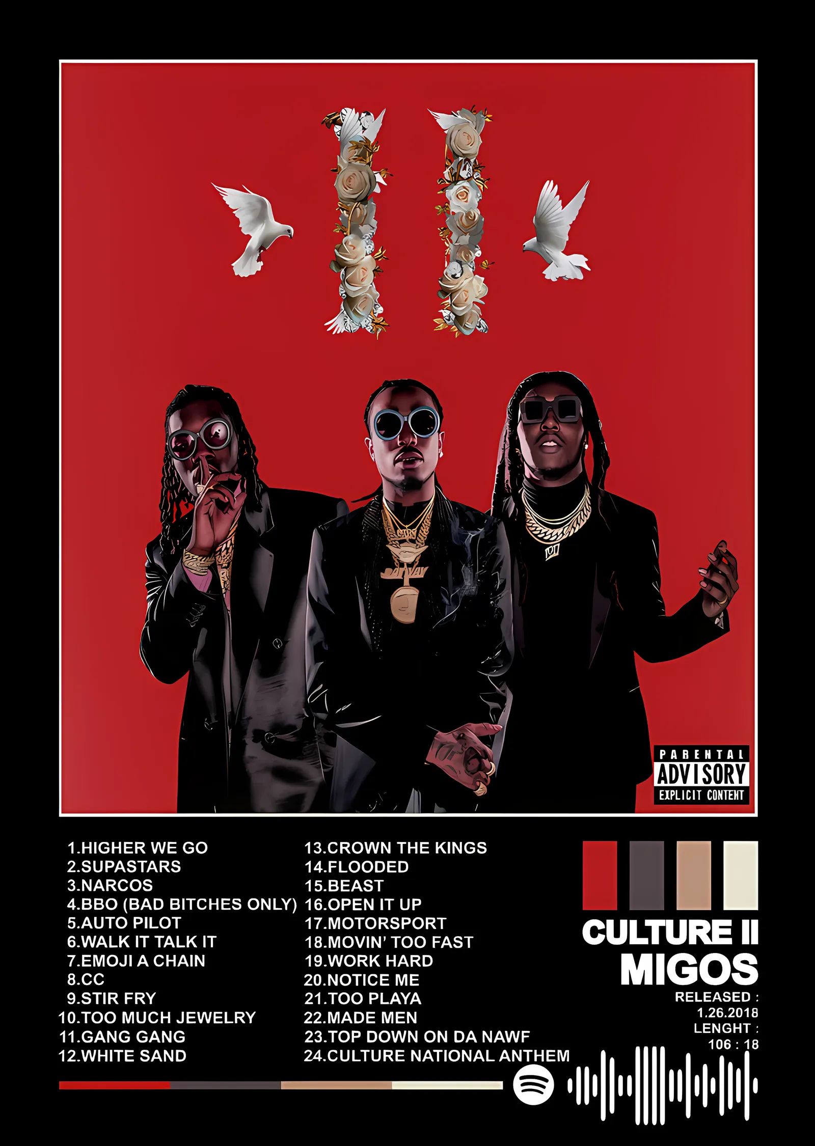 Migos - Culture II Künyesi metal tablo