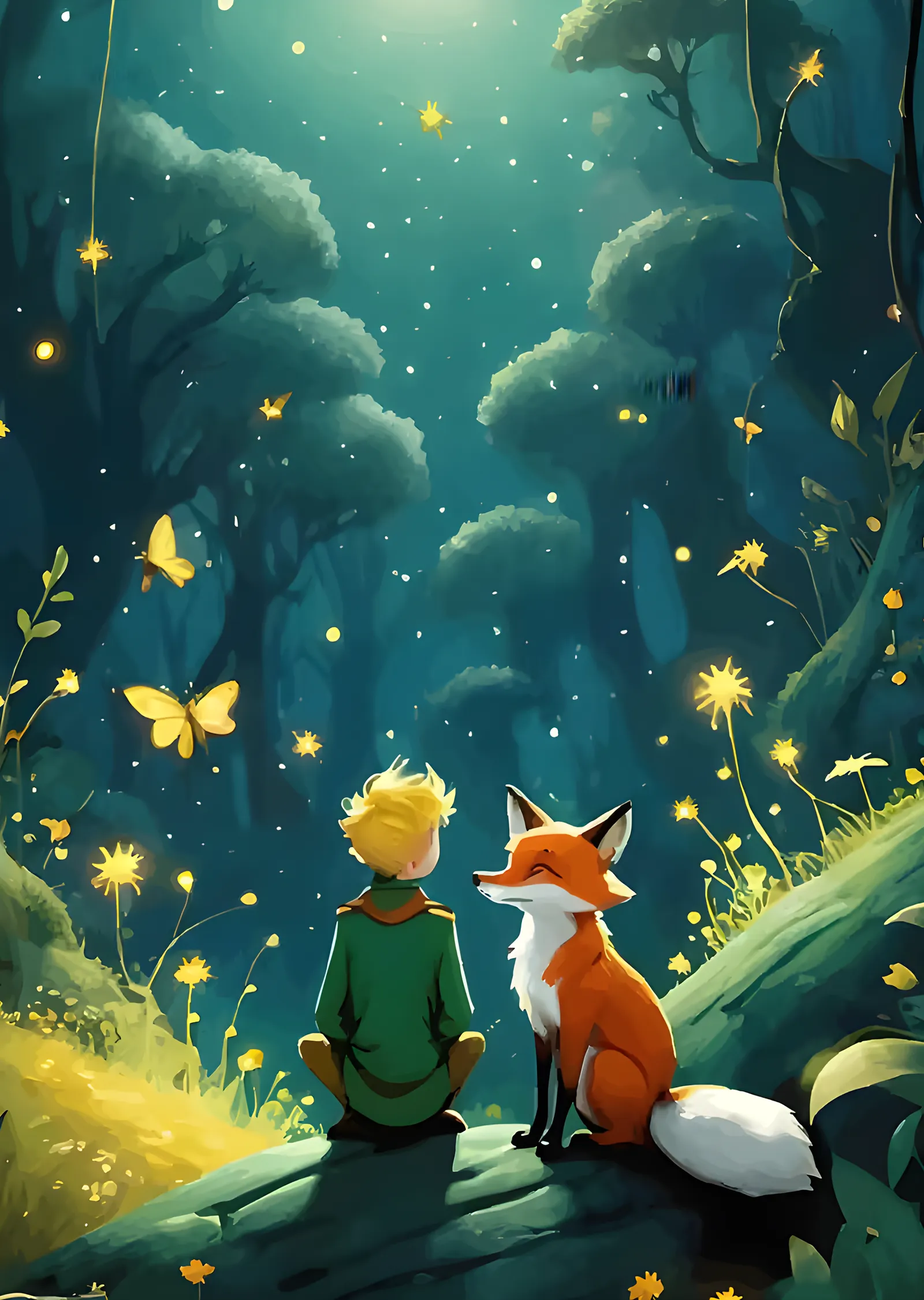 The Little Prince - Ateşböcekli Orman metal tablo
