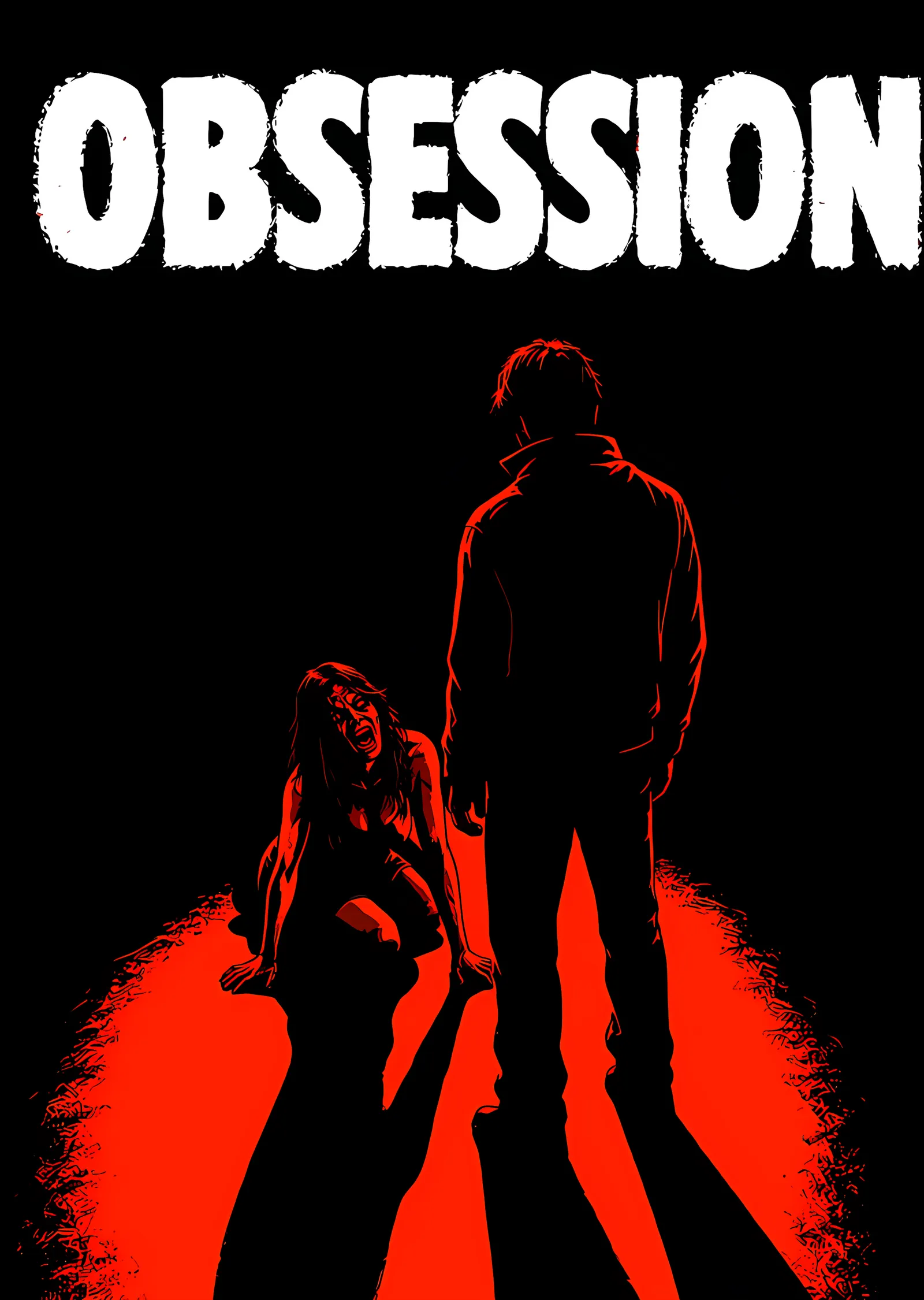 Obsession - Kırmızı Zeminde Siluetler metal tablo