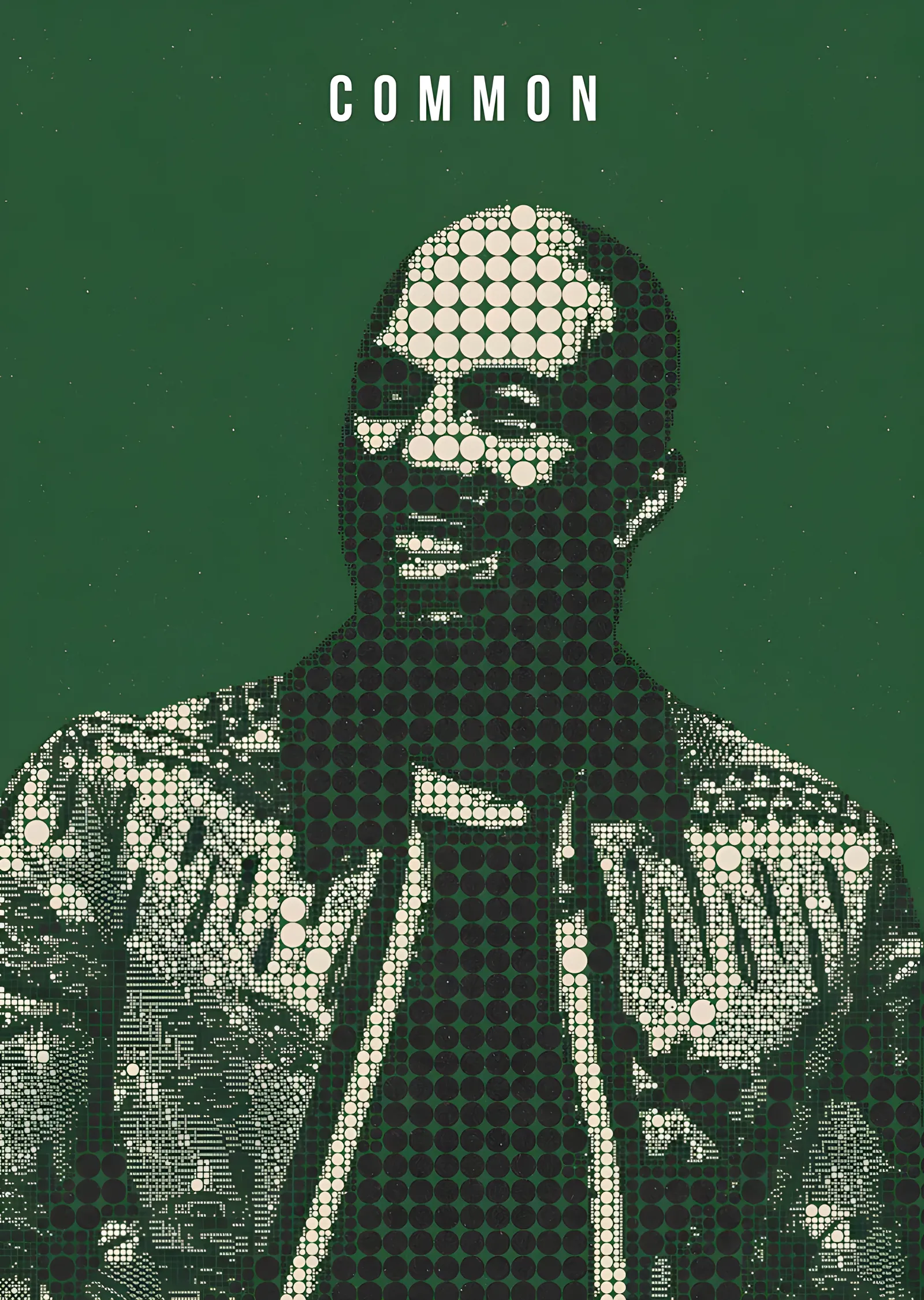 Common - Yeşil Halftone Portre metal tablo