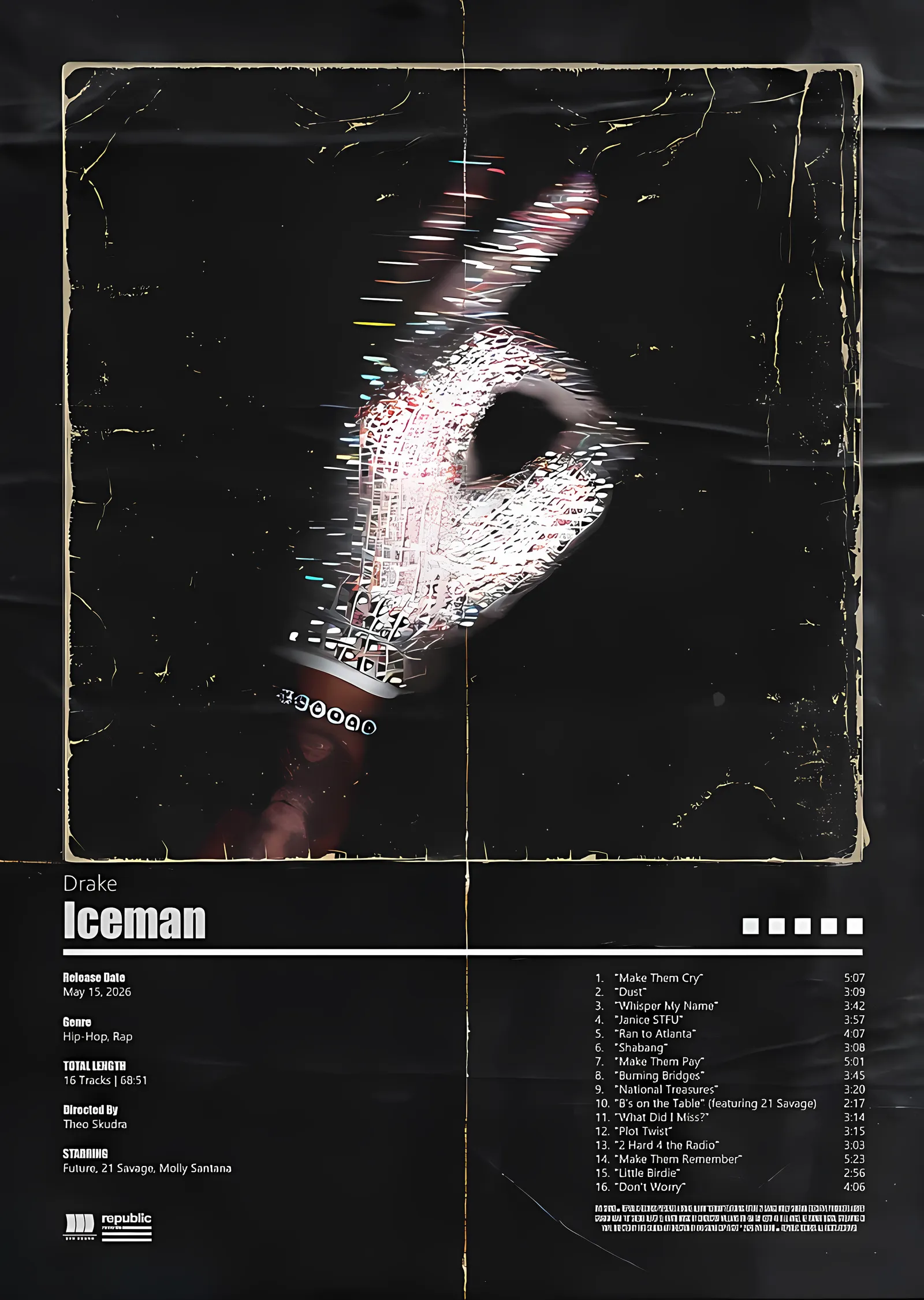 Drake - Iceman Albüm Kartı metal tablo