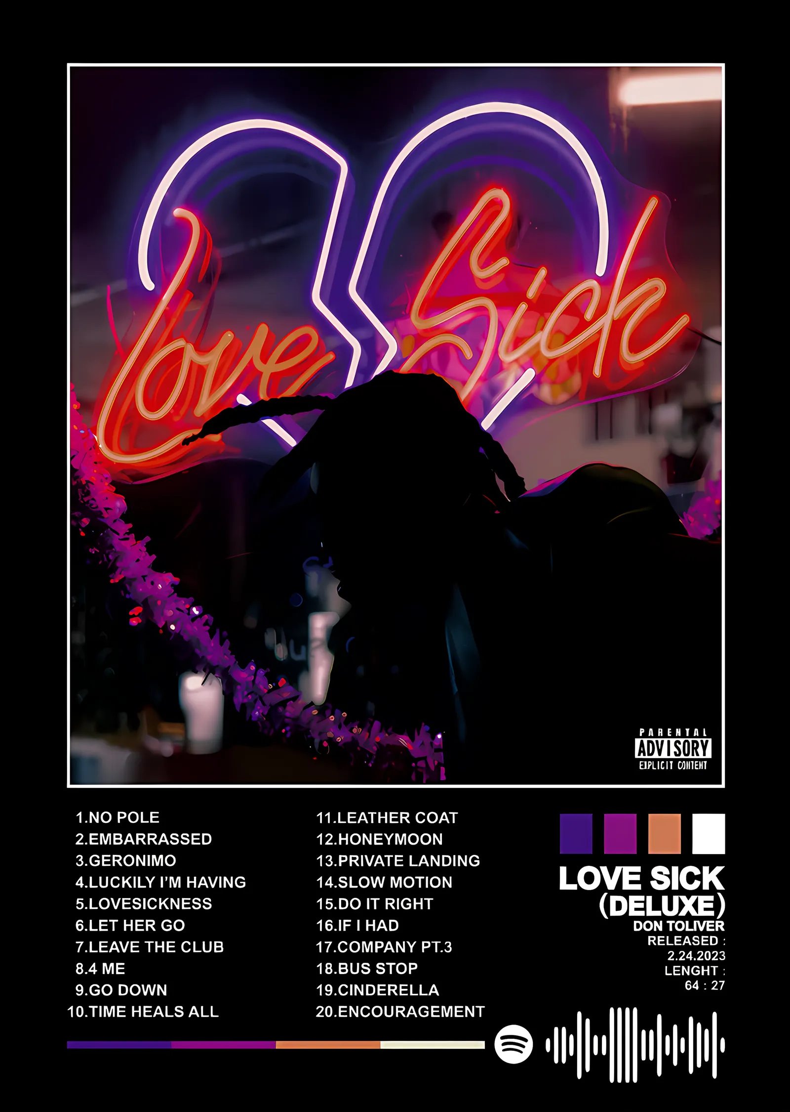 Don Toliver - Love Sick Deluxe Albüm Kartı metal tablo