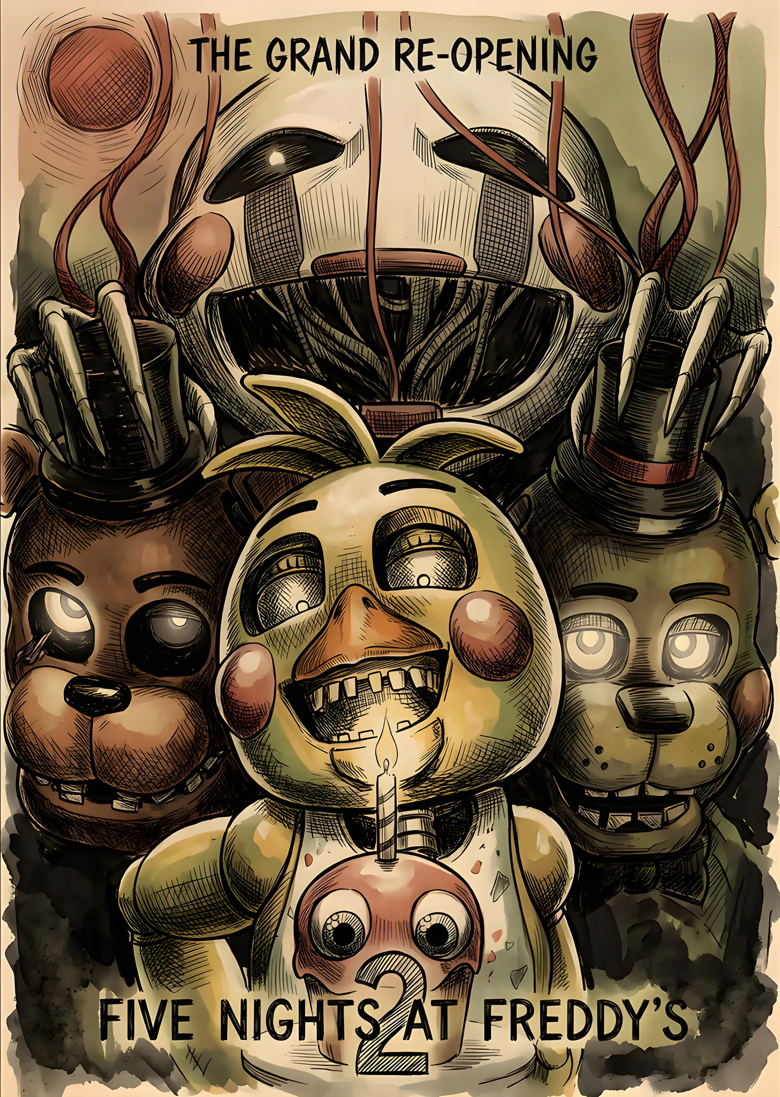 Five Nights at Freddy's 2 - The Grand Re-Opening metal tablo