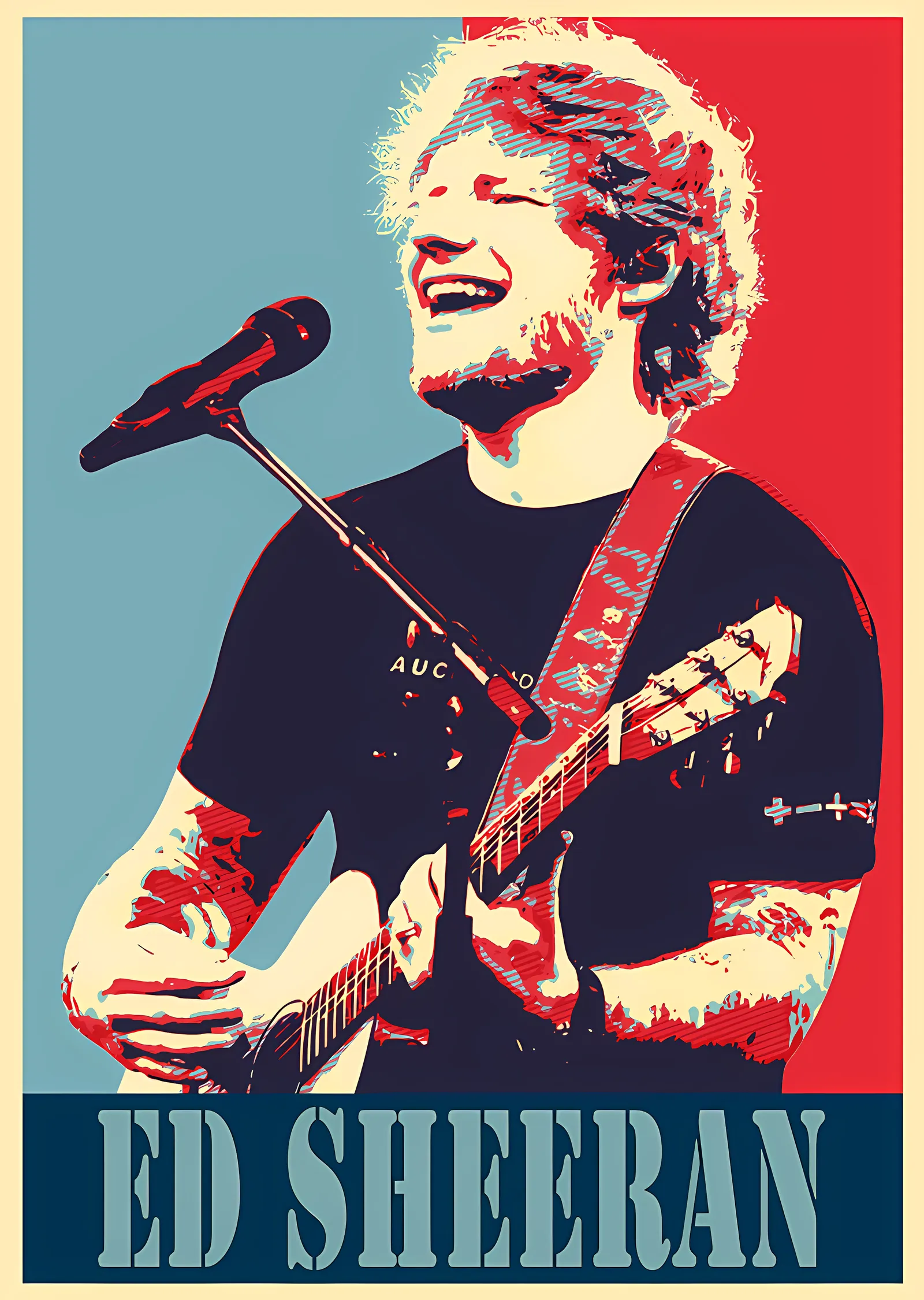 Ed Sheeran - Mavi Zeminde Sahne Portresi metal tablo