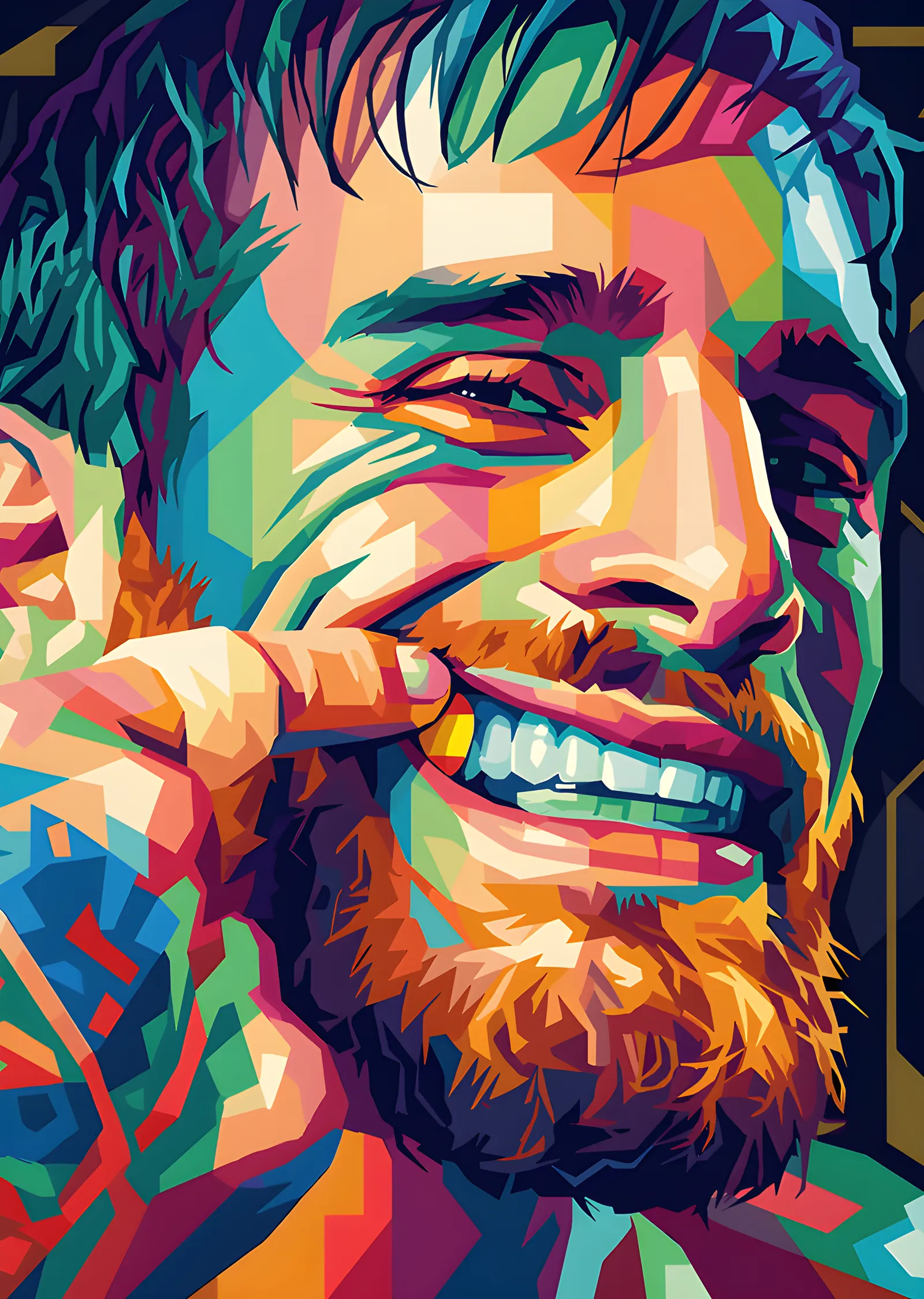 Ilia Topuria - Gülen Pop Art metal tablo