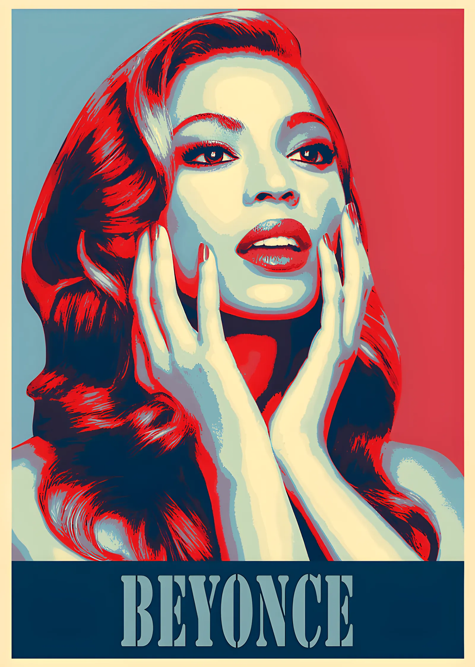 Beyoncé - Kırmızı Poster Portre metal tablo