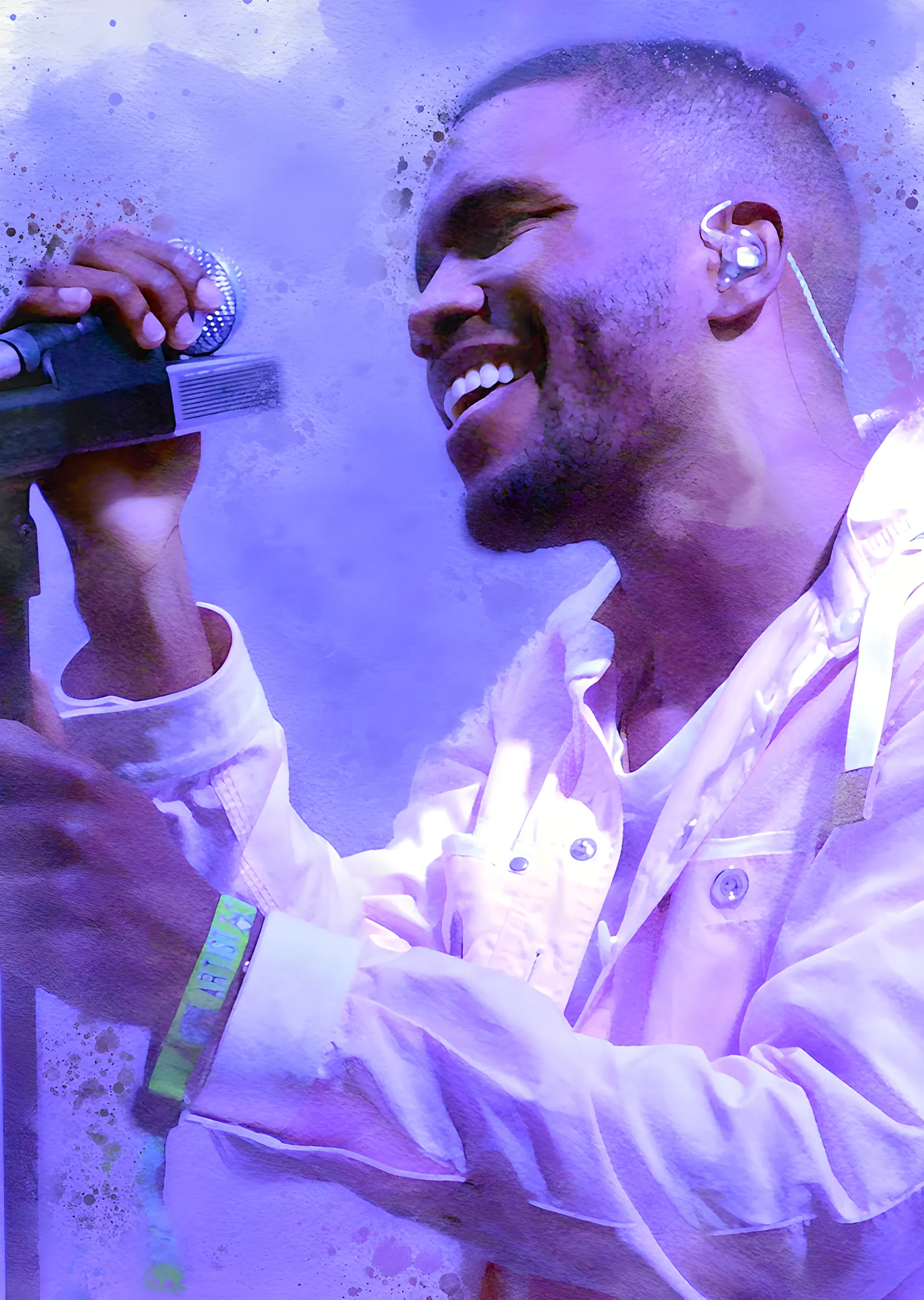 Frank Ocean - Mor Işıkta Mikrofon metal tablo