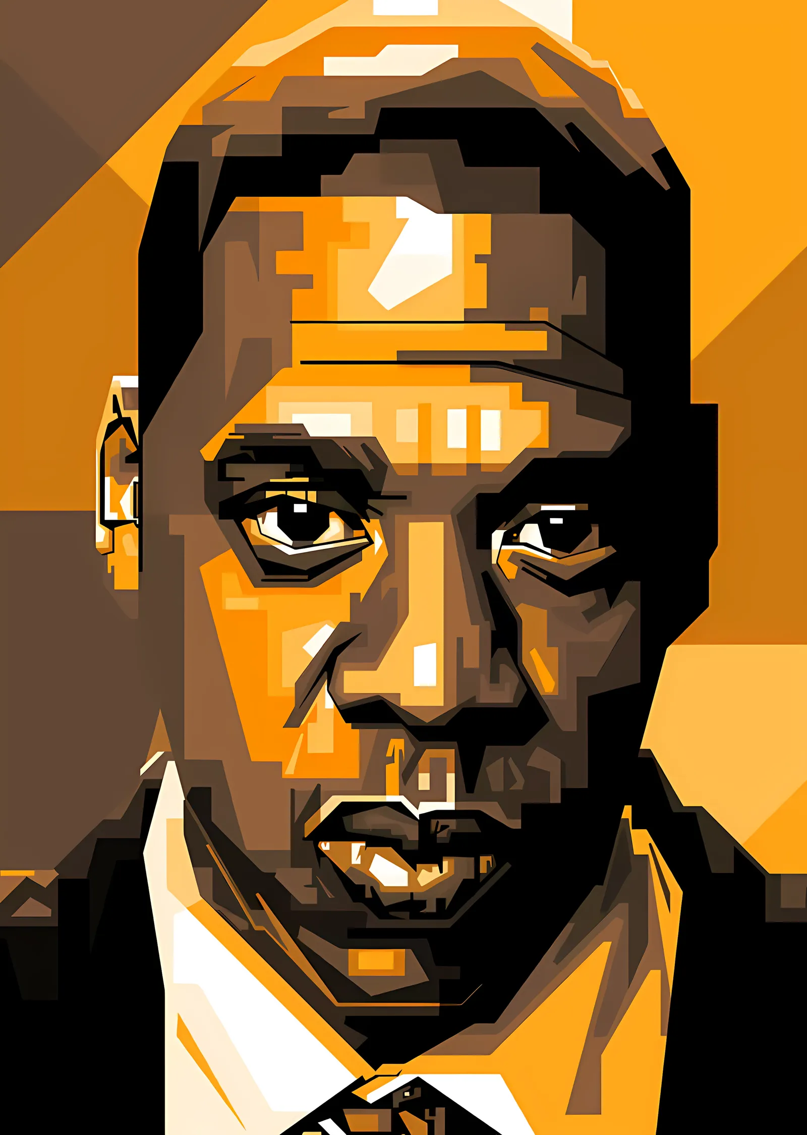 Jay-Z - Turuncu Zeminde Vektör Portre metal tablo