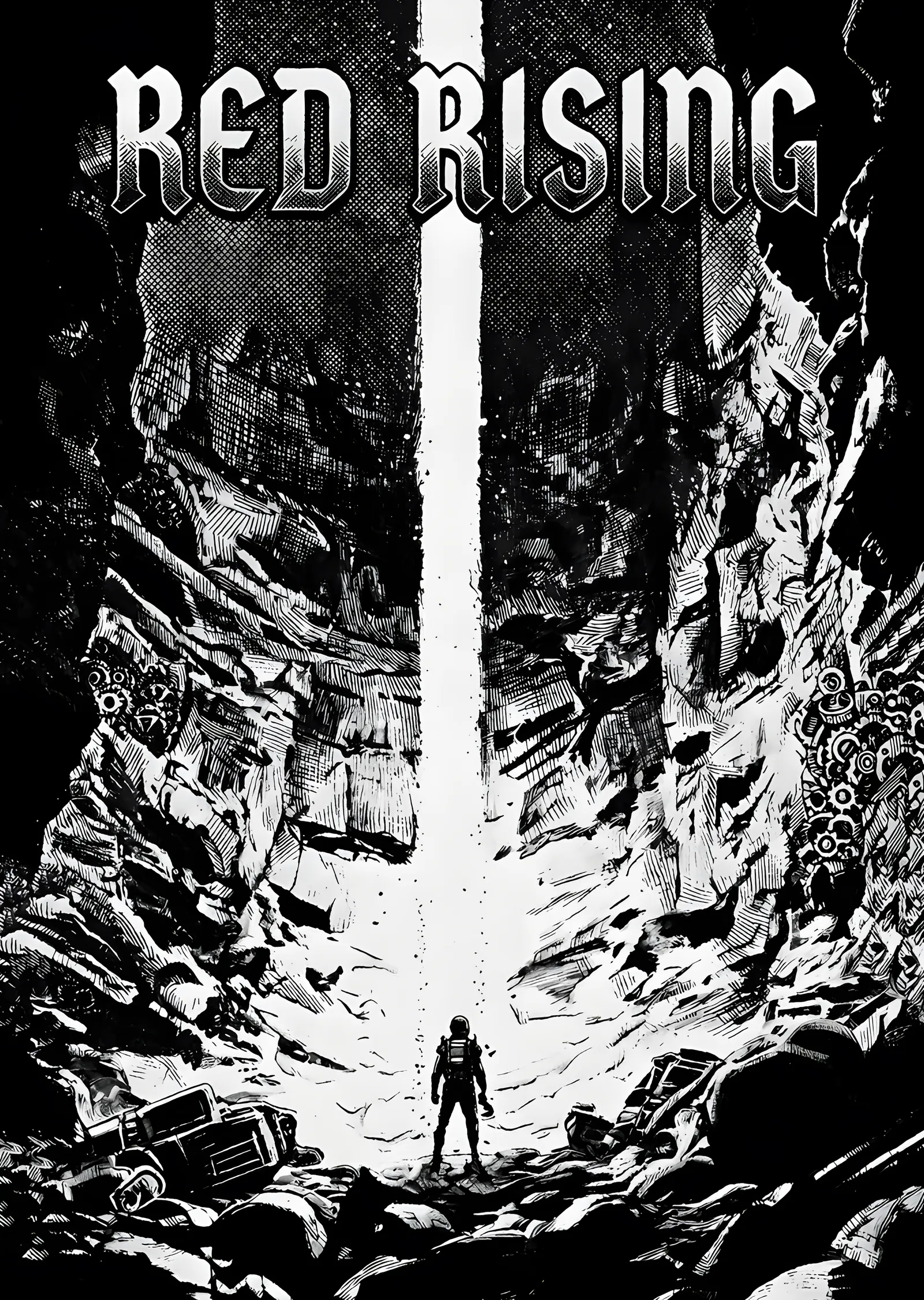 Red Rising - Işık Sütunu metal tablo