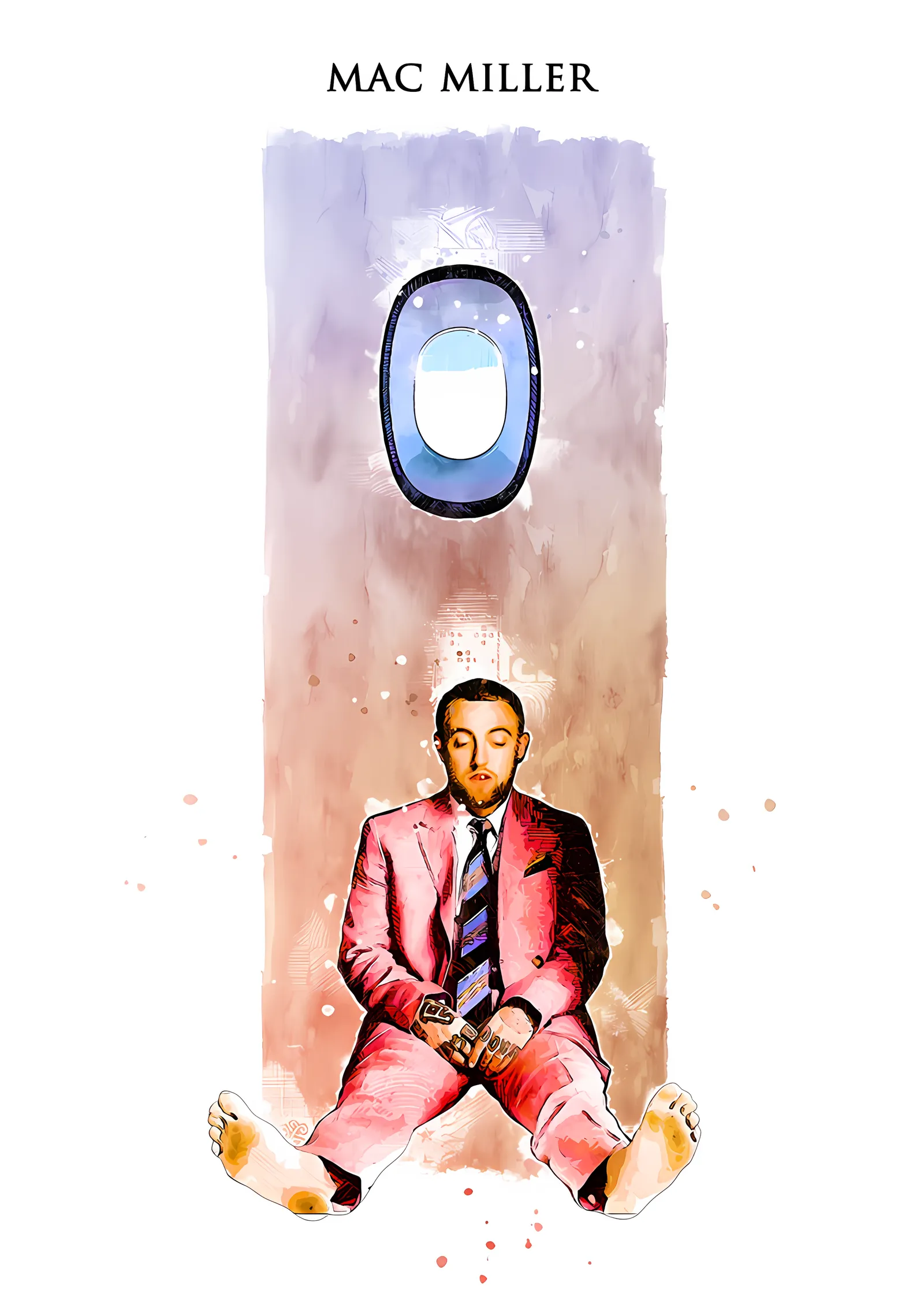 Mac Miller - Uçak Penceresi Suluboya metal tablo