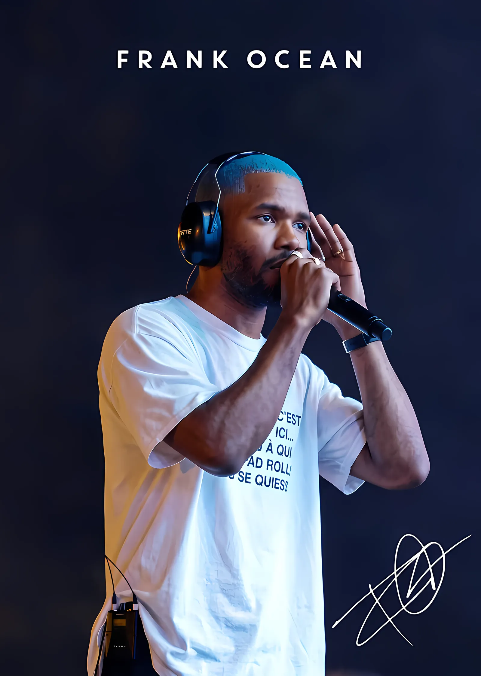 Frank Ocean - Lacivert Zeminde metal tablo