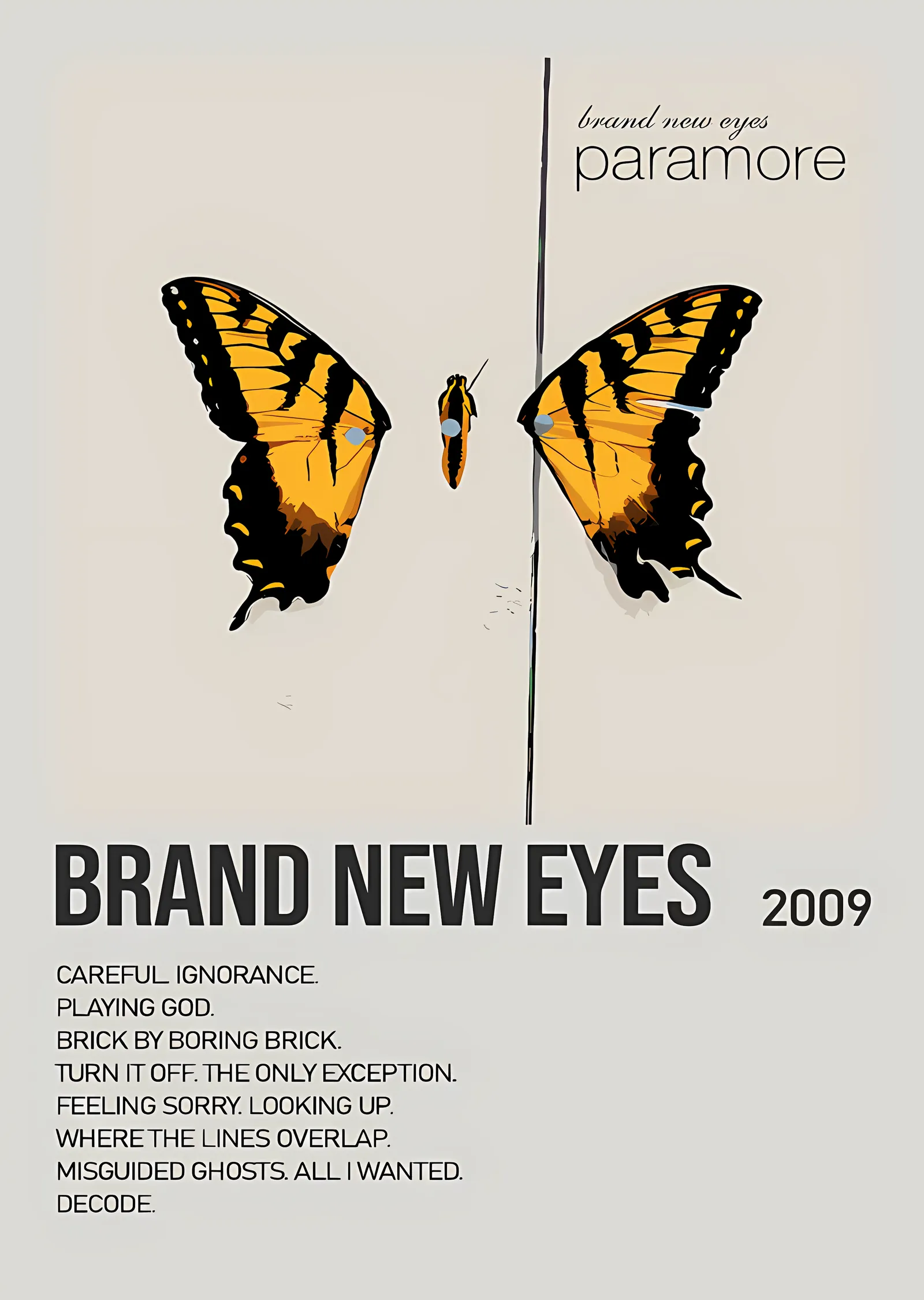 Paramore - Brand New Eyes Şarkı Listesi metal tablo