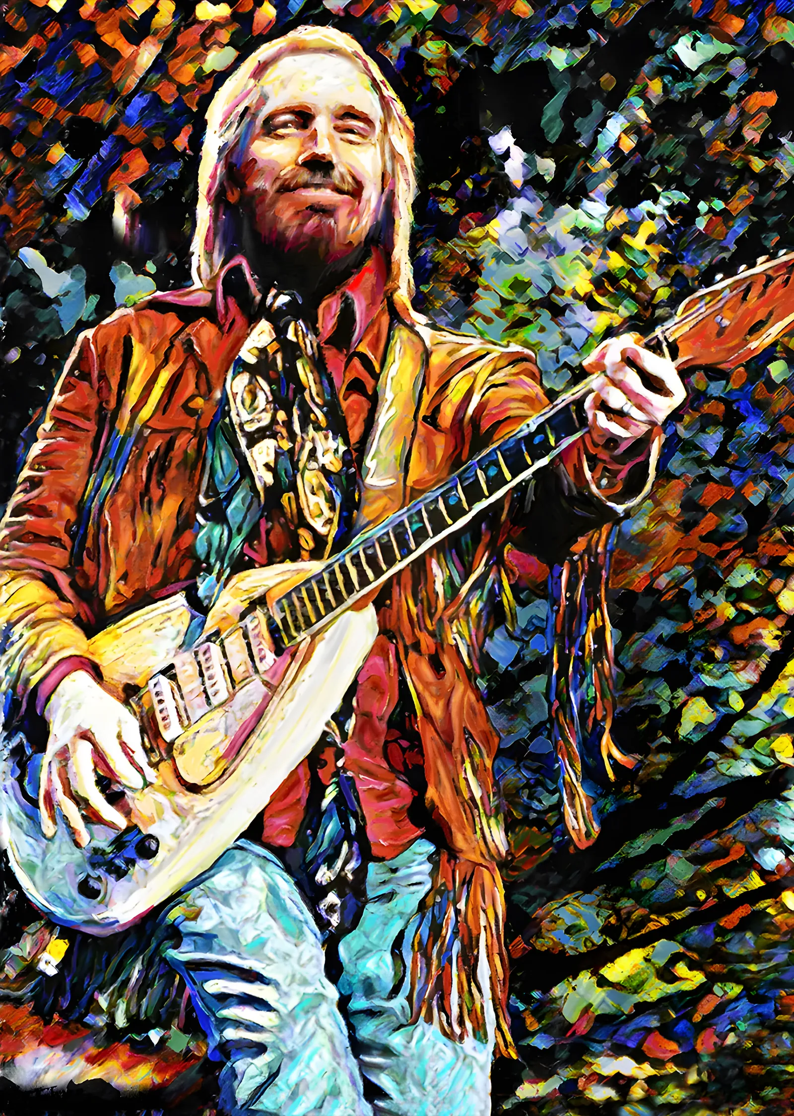 Tom Petty - Renkli Mozaik Gitar Portresi metal tablo