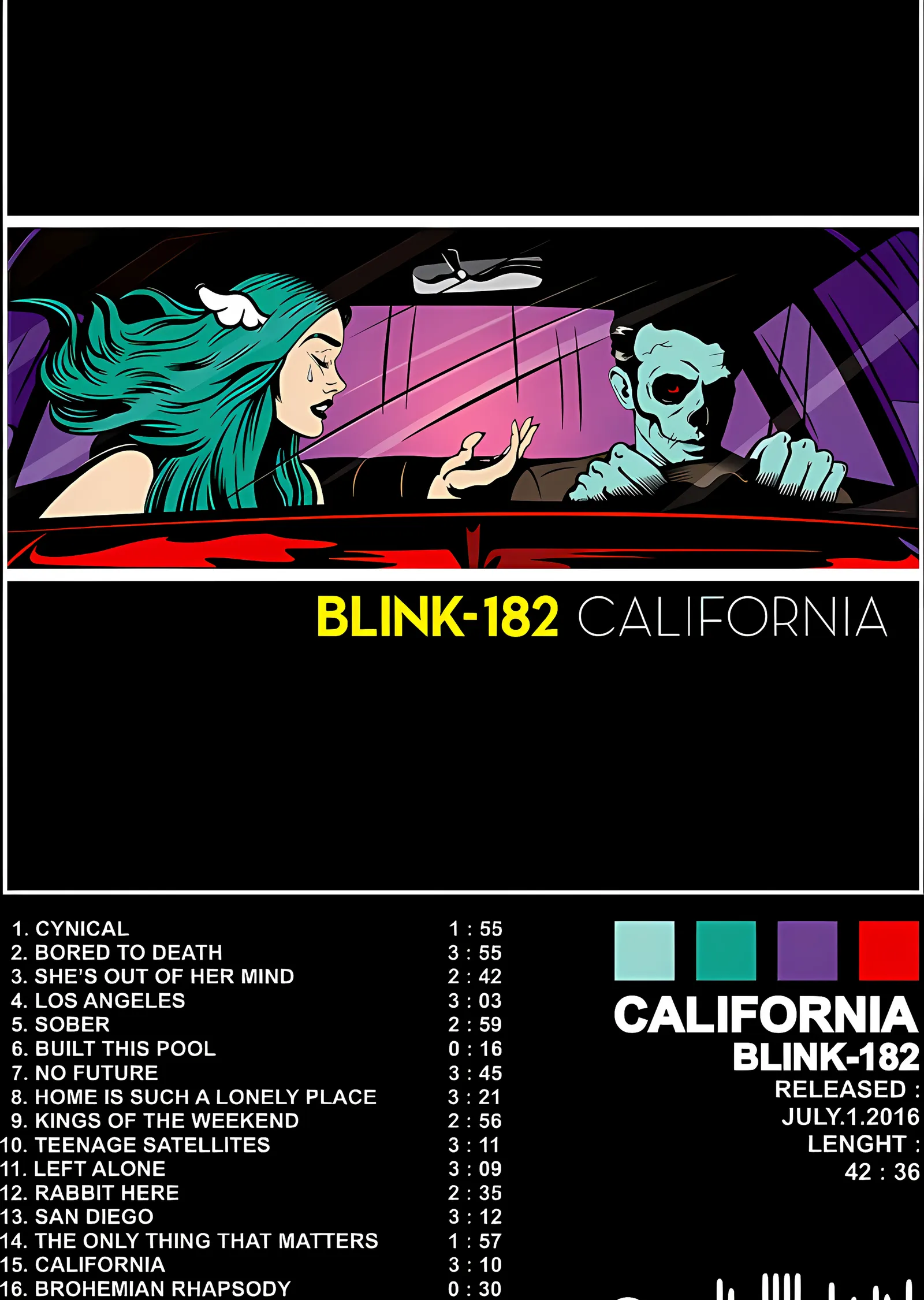 Blink-182 - California Siyah Künye metal tablo