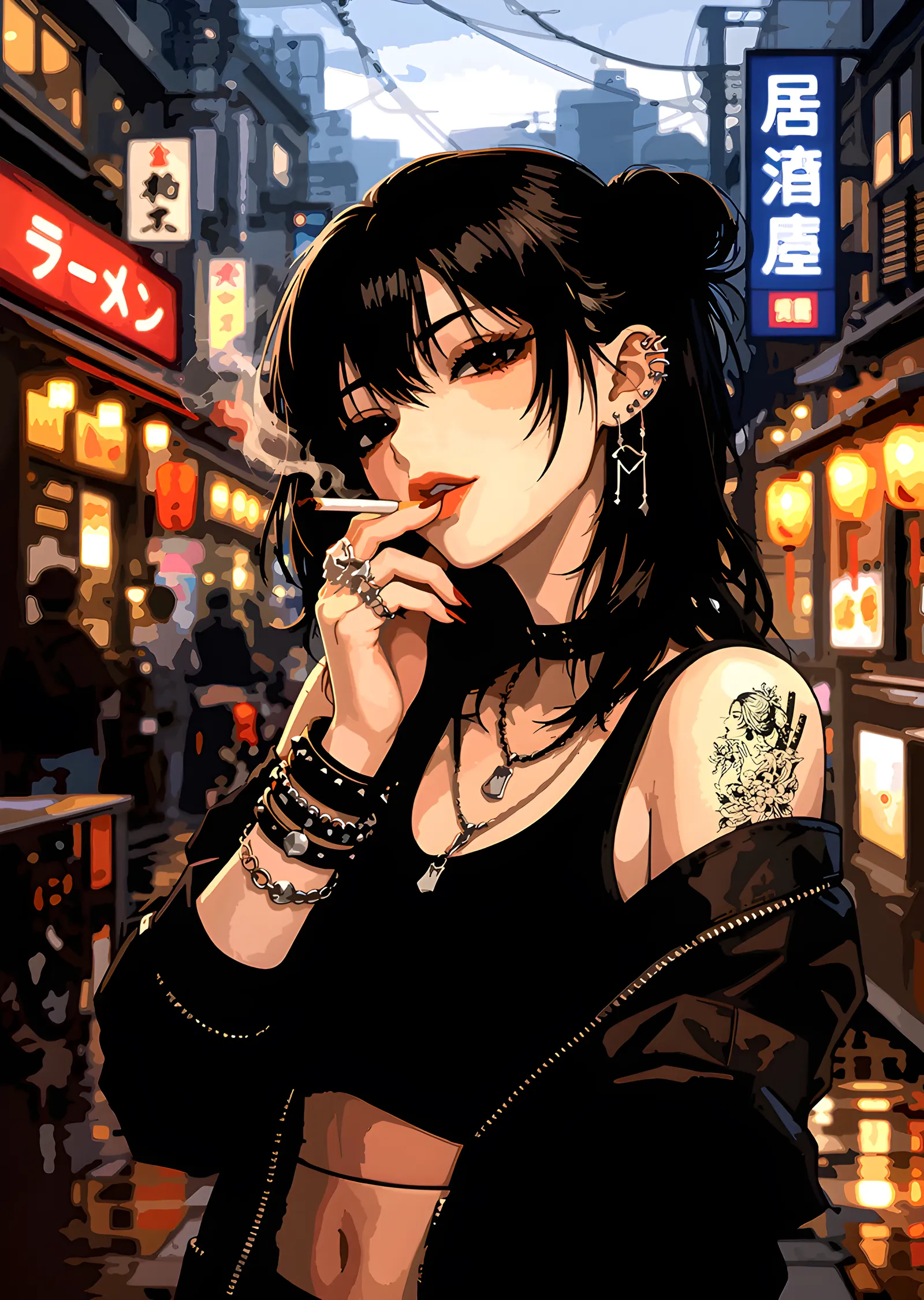 Ramen Sokağında Anime Portre metal tablo