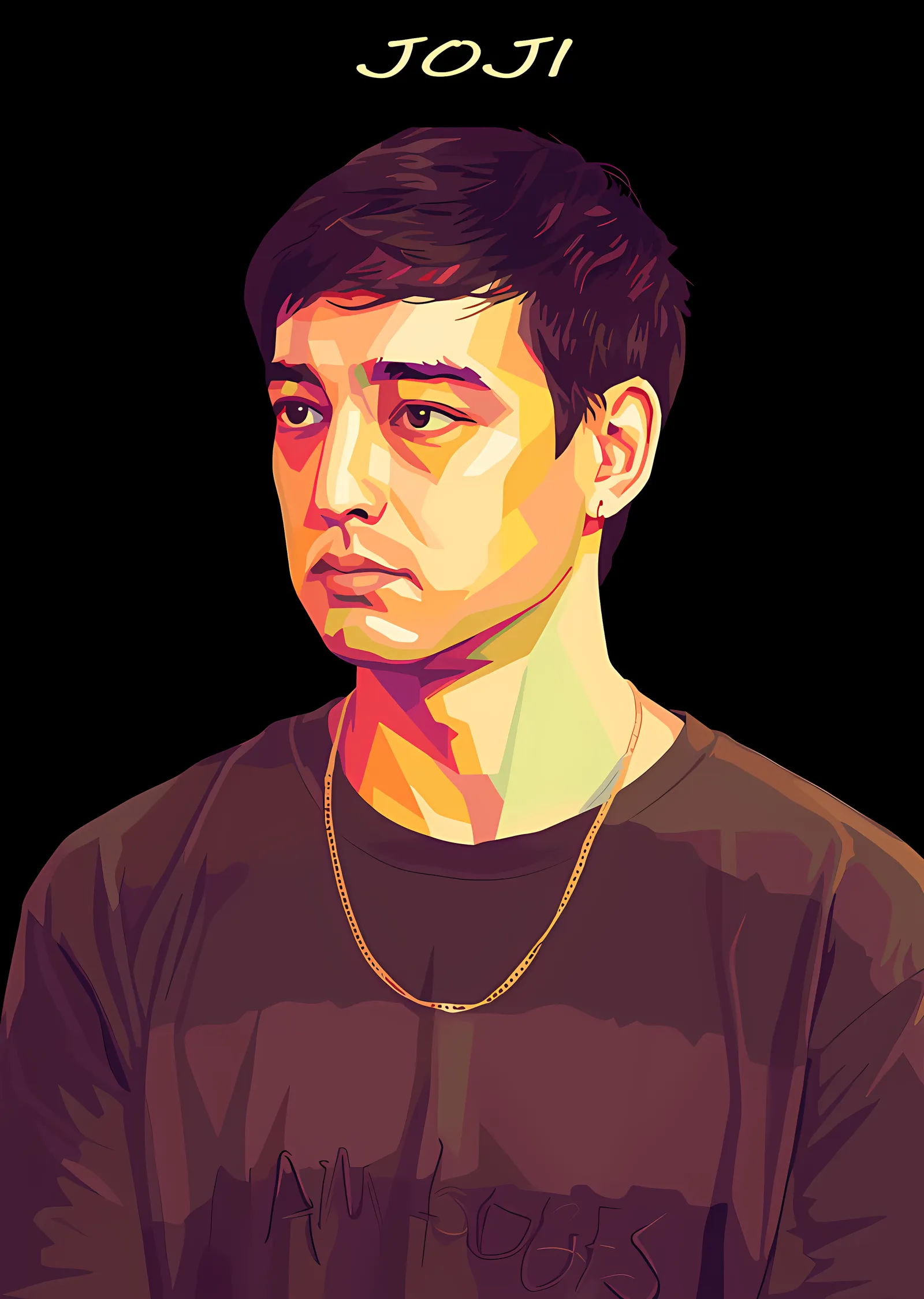 Joji - Altın Zincirli Portre metal tablo