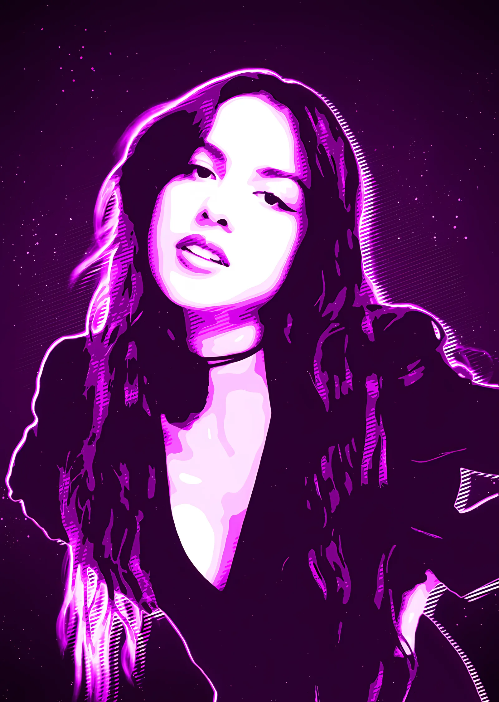 Olivia Rodrigo - Mor Neon Portre metal tablo