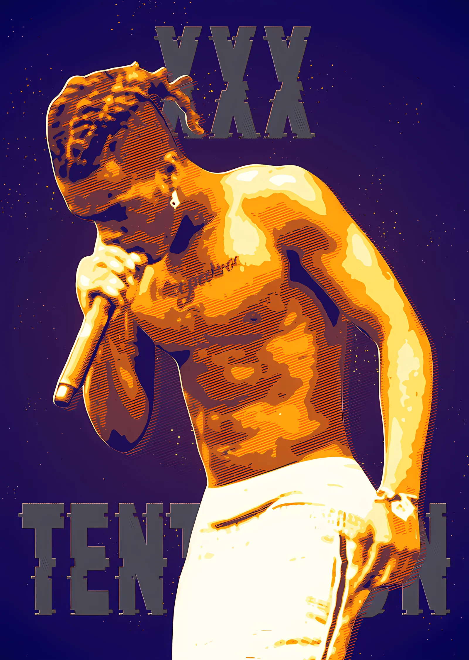 XXXTentacion - Mor Zeminde Altın Portre metal tablo