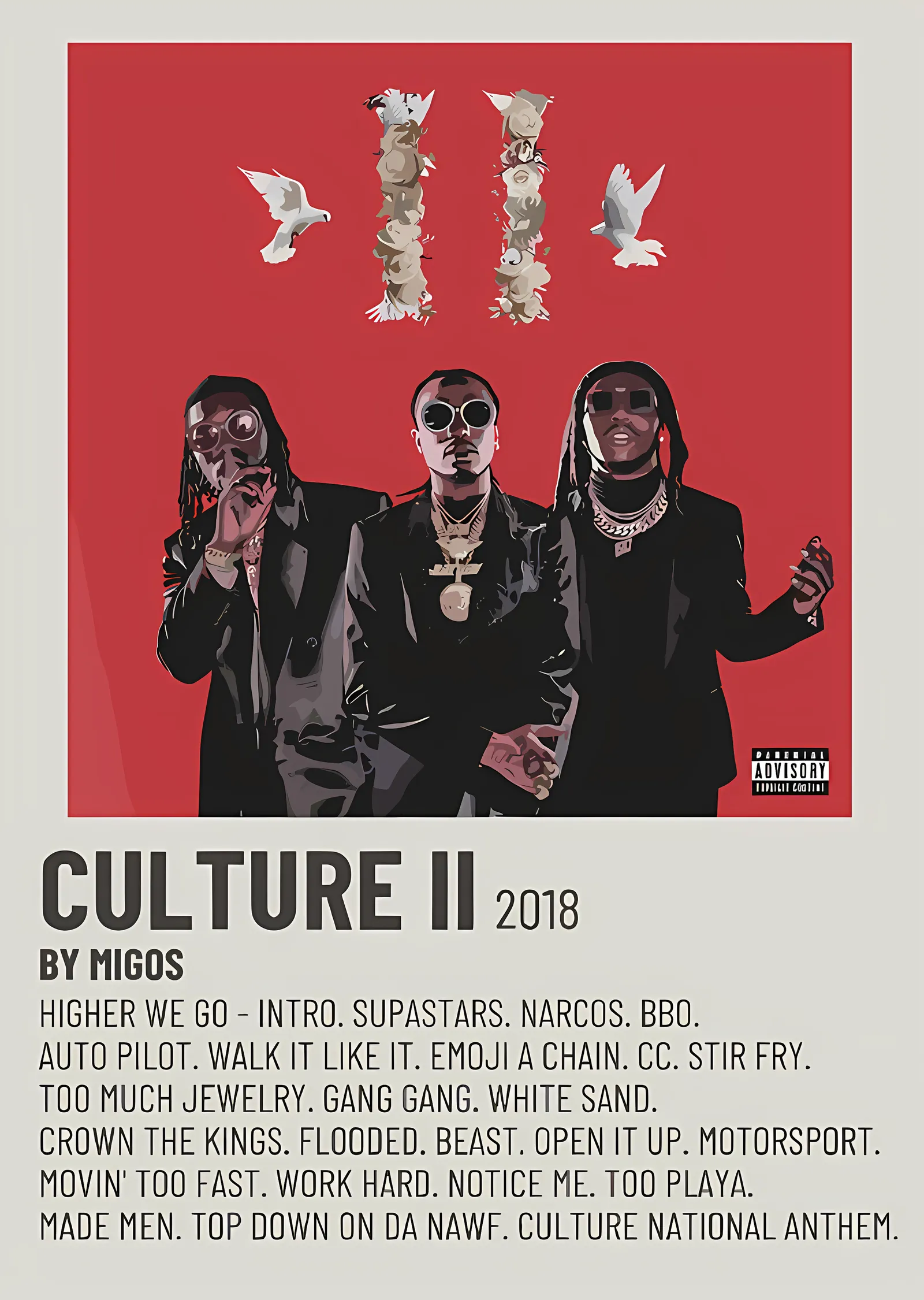 Migos - Culture II Minimal Künye metal tablo