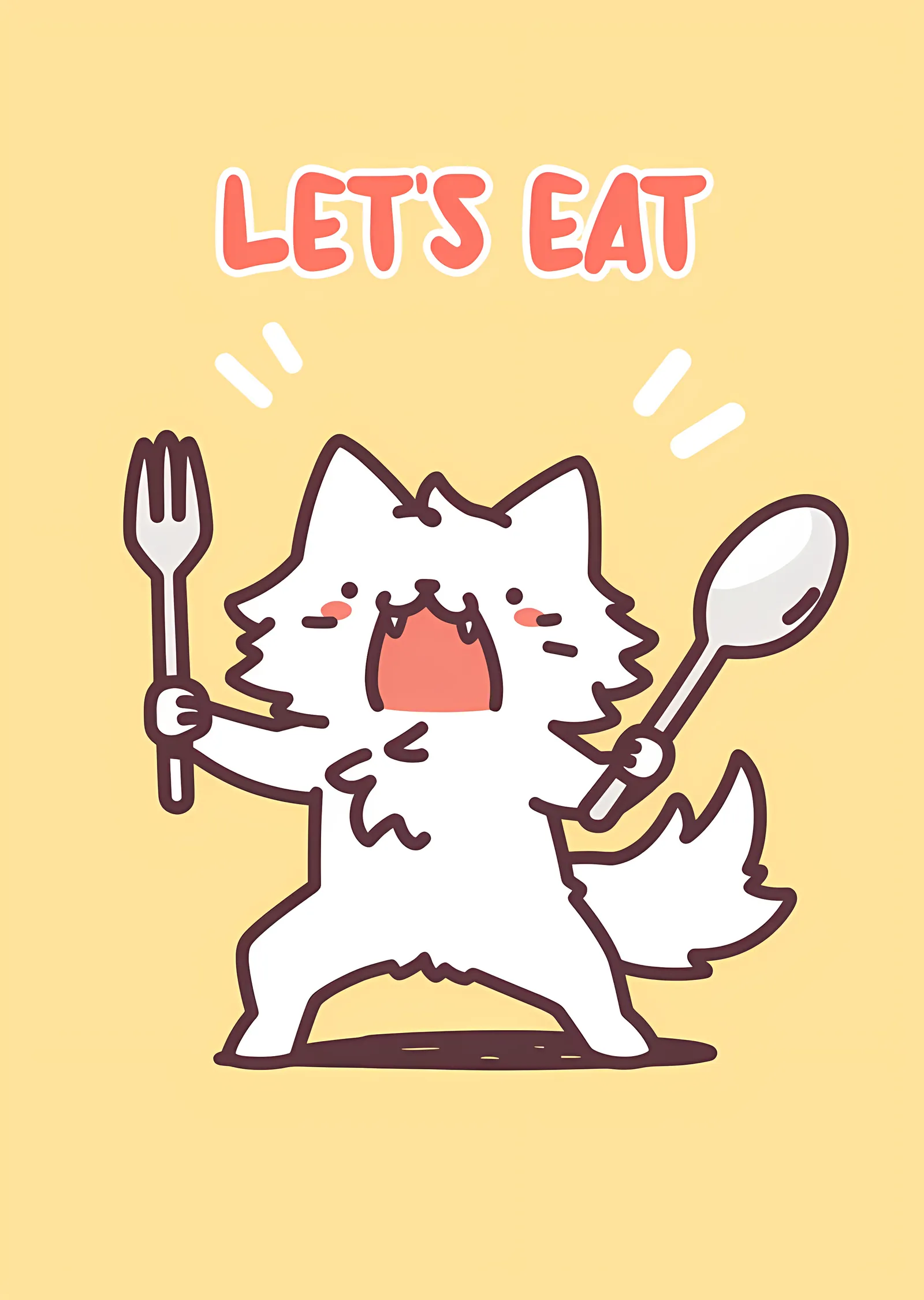 Let's Eat - Sevimli Kedi metal tablo