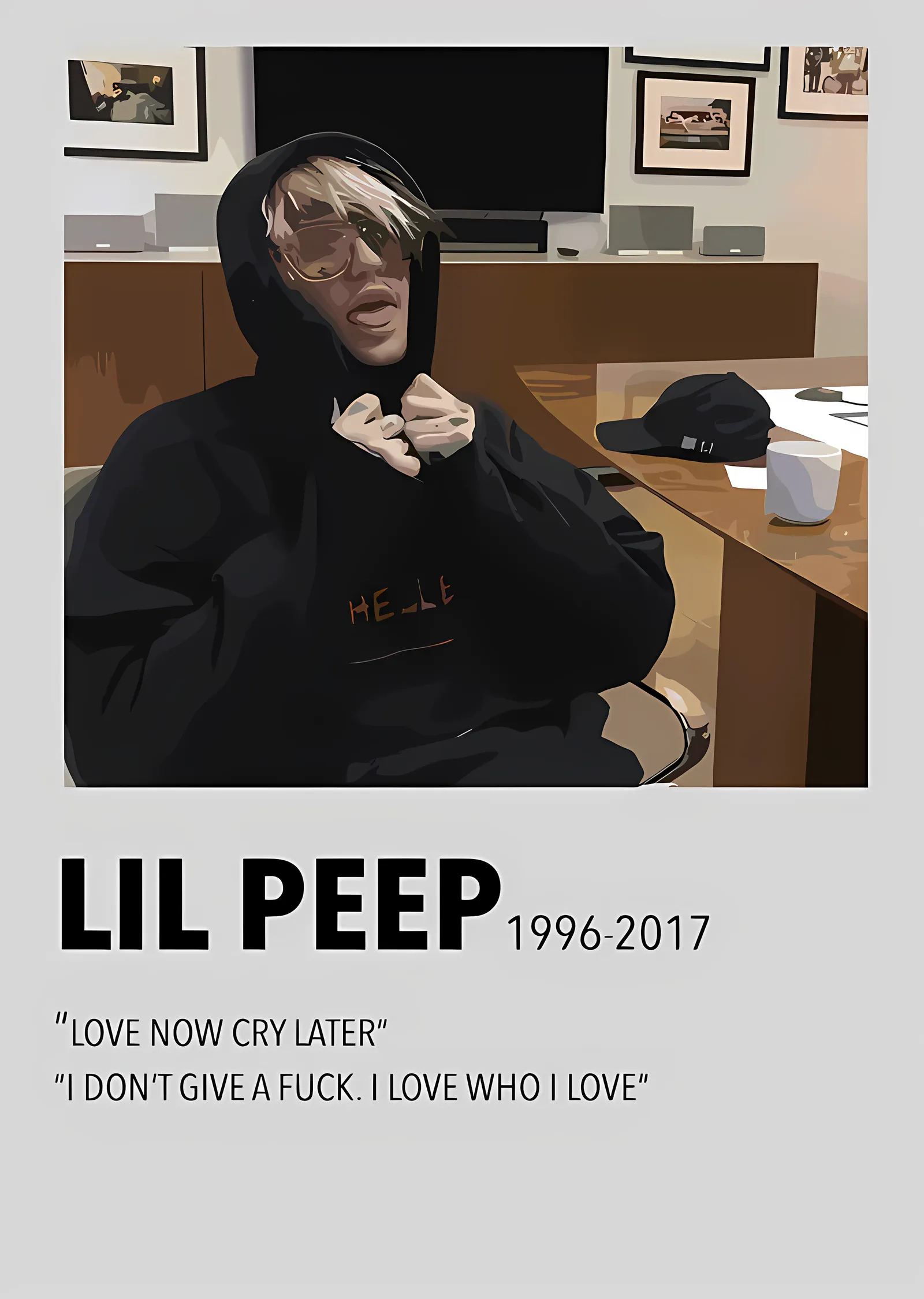 Lil Peep - Kapüşonlu Oda Karesi metal tablo