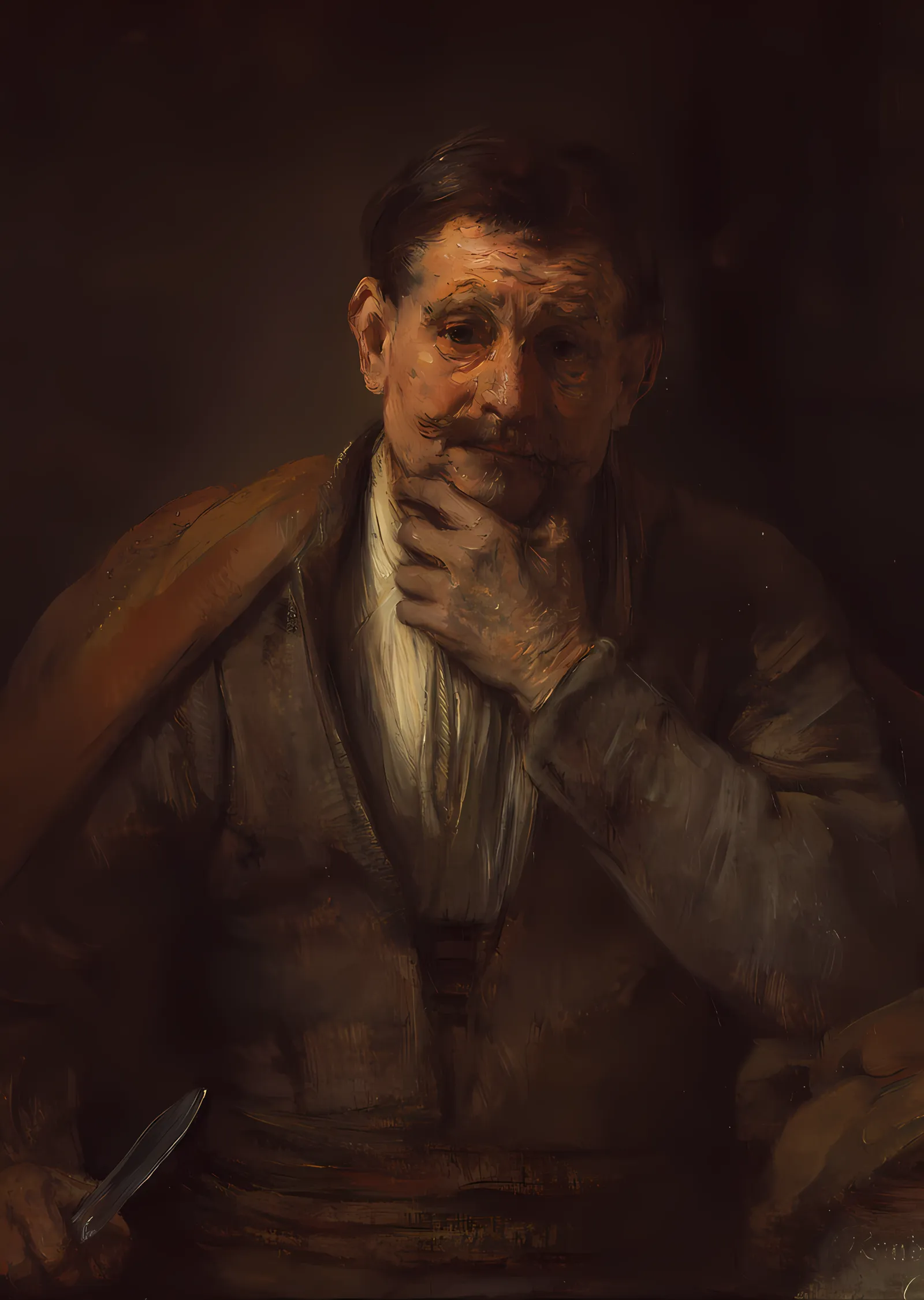 Bıçağıyla Aziz Bartholomeus - Rembrandt metal tablo