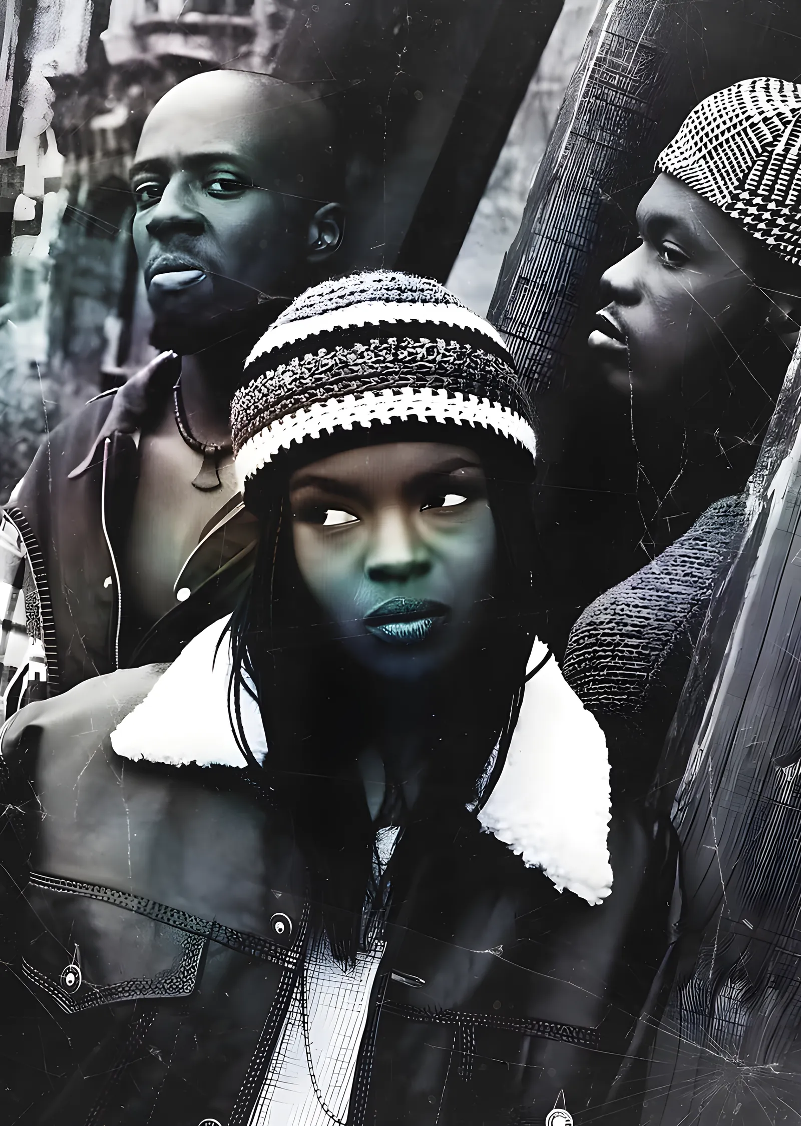 Fugees - Üçlü Grup Portresi metal tablo