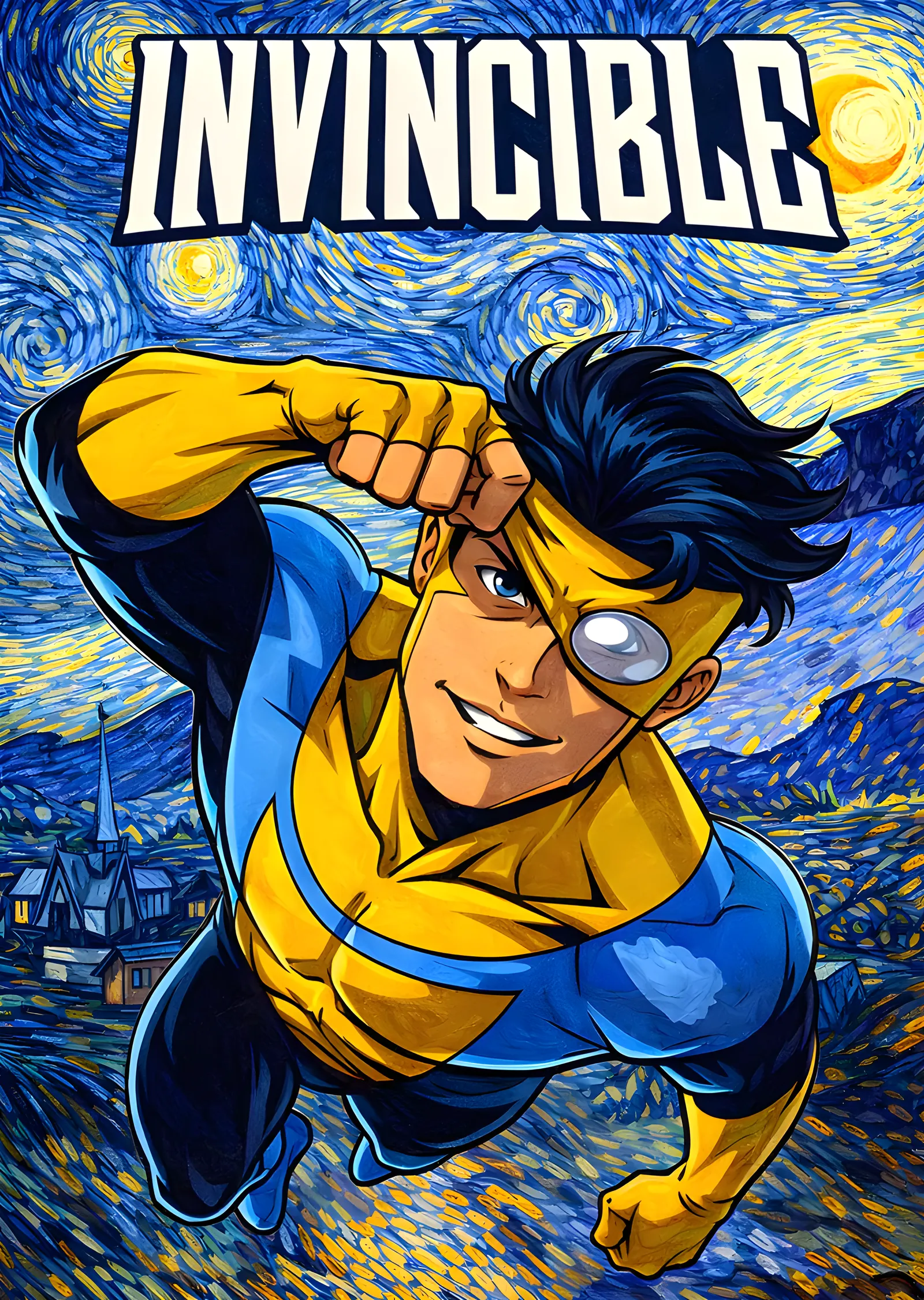 Invincible - Yıldızlı Gece Uçuşu metal tablo