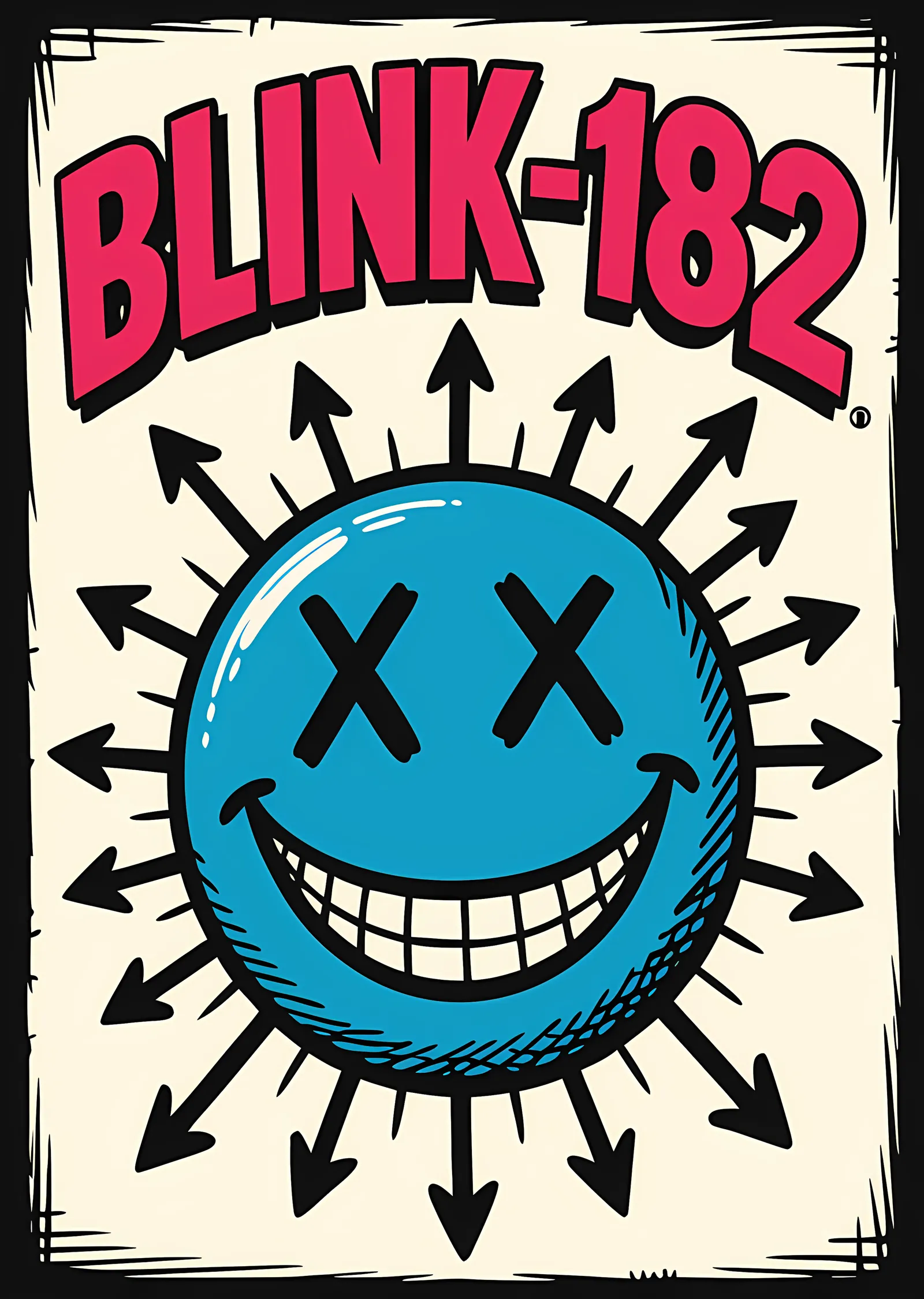 Blink-182 - Oklarla Çevrili Gülen Yüz metal tablo